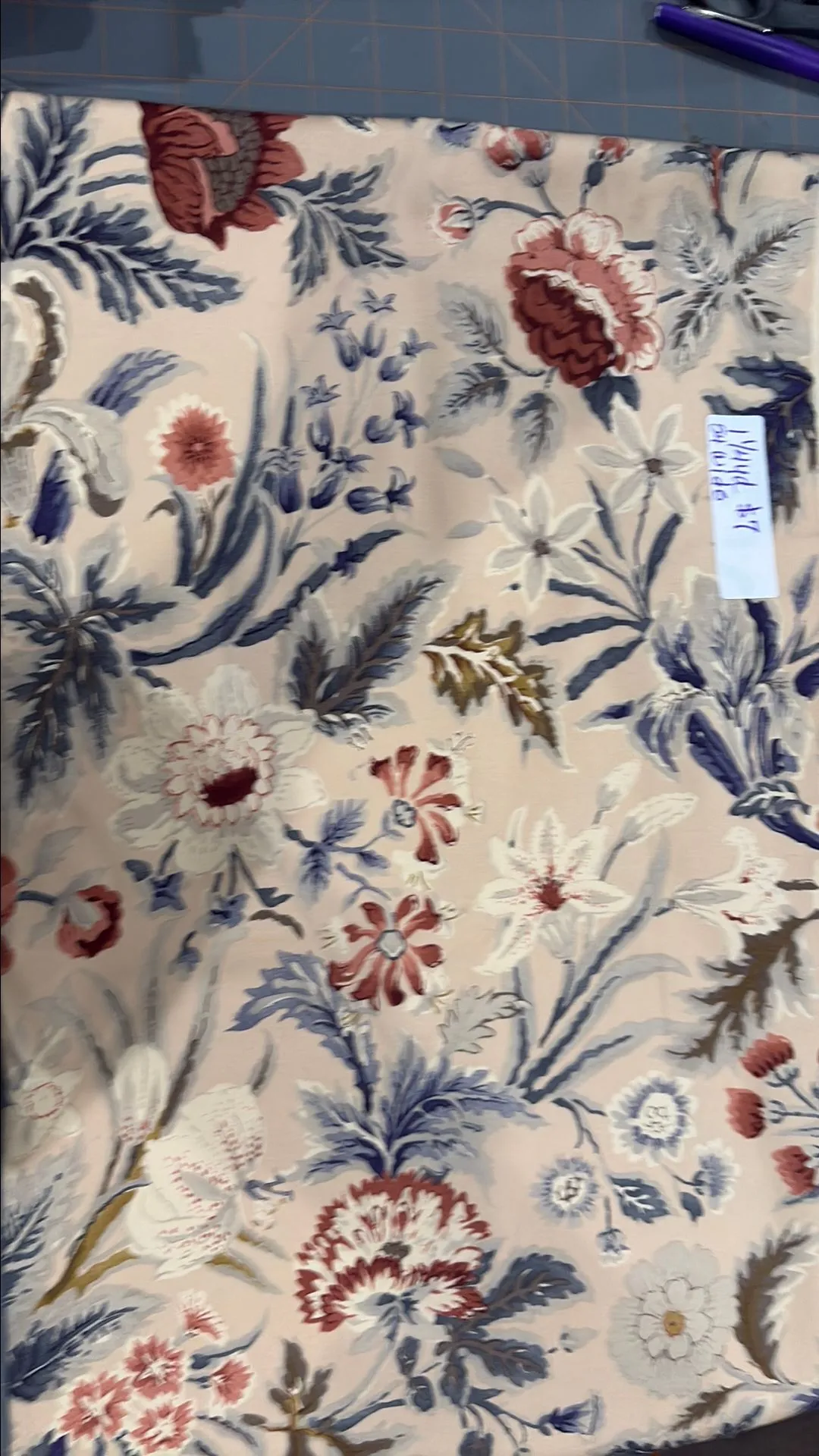 Product image for Cream, Blue, peach Vintage Fabric