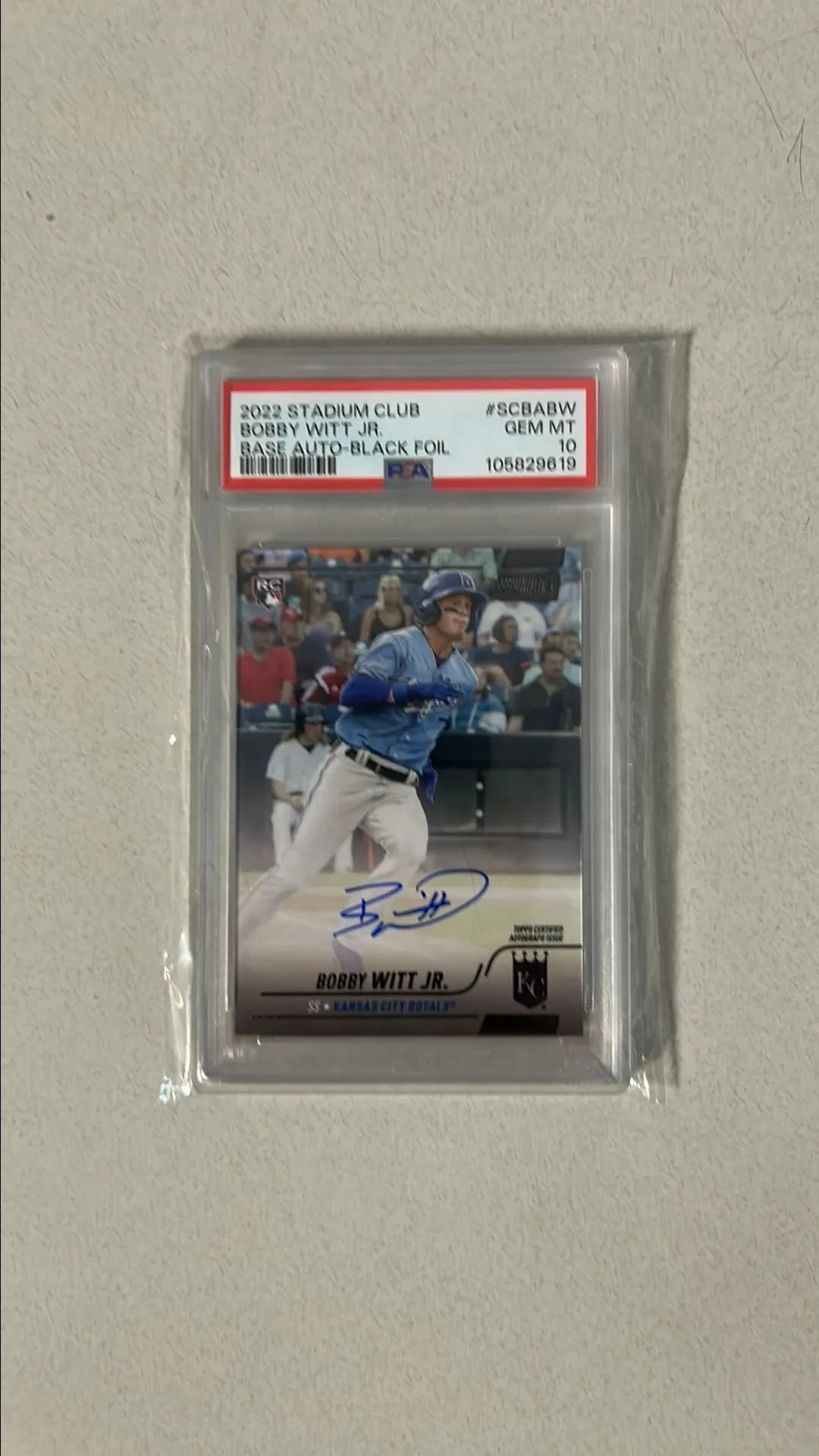 Product image for Bobby Witt Jr Rookie Auto 17/25 PSA 10