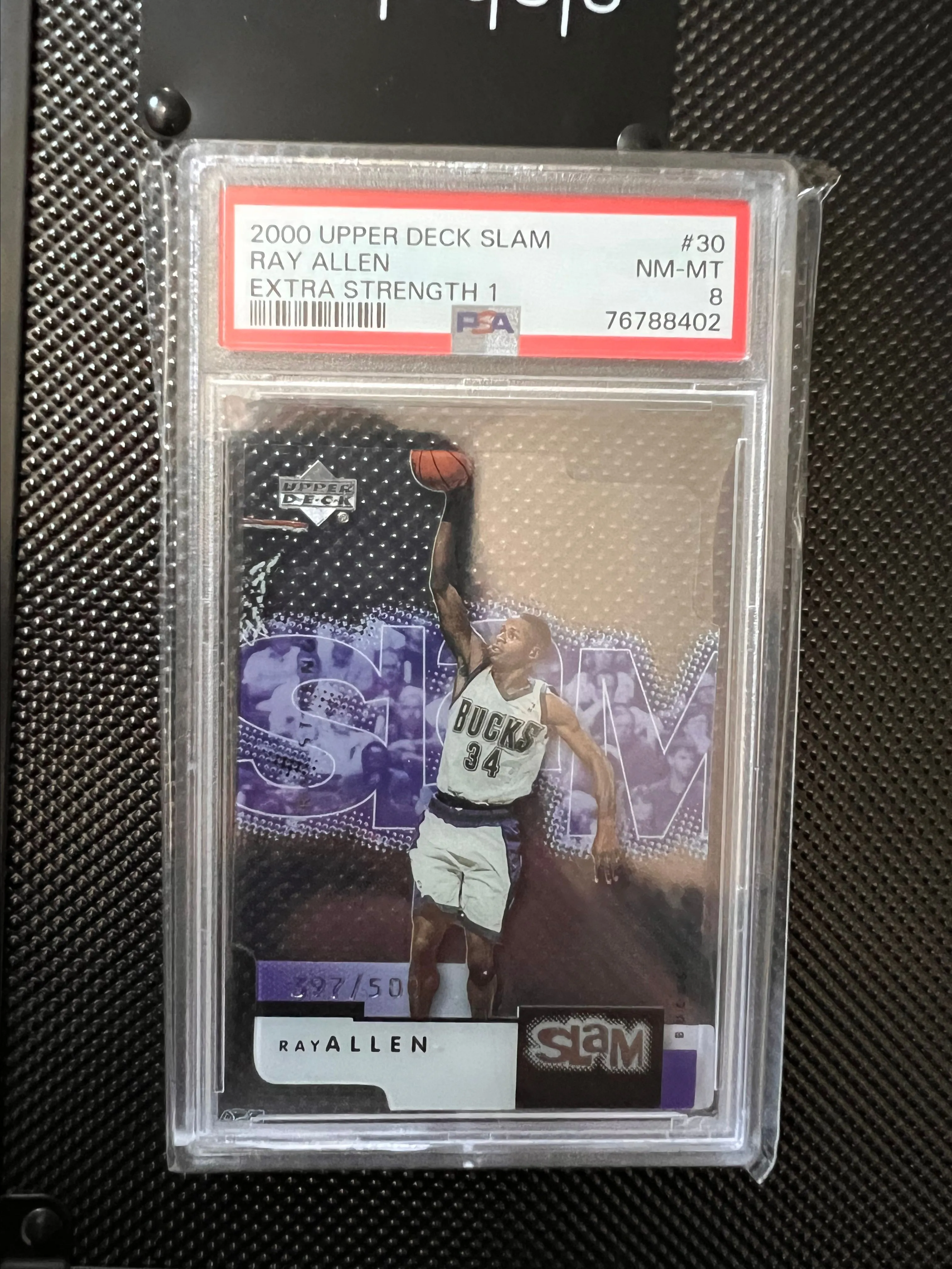 Product image for 2000 Upper Deck Slam Ray Allen 30 Extra Strength 1 PSA NM-MT 8