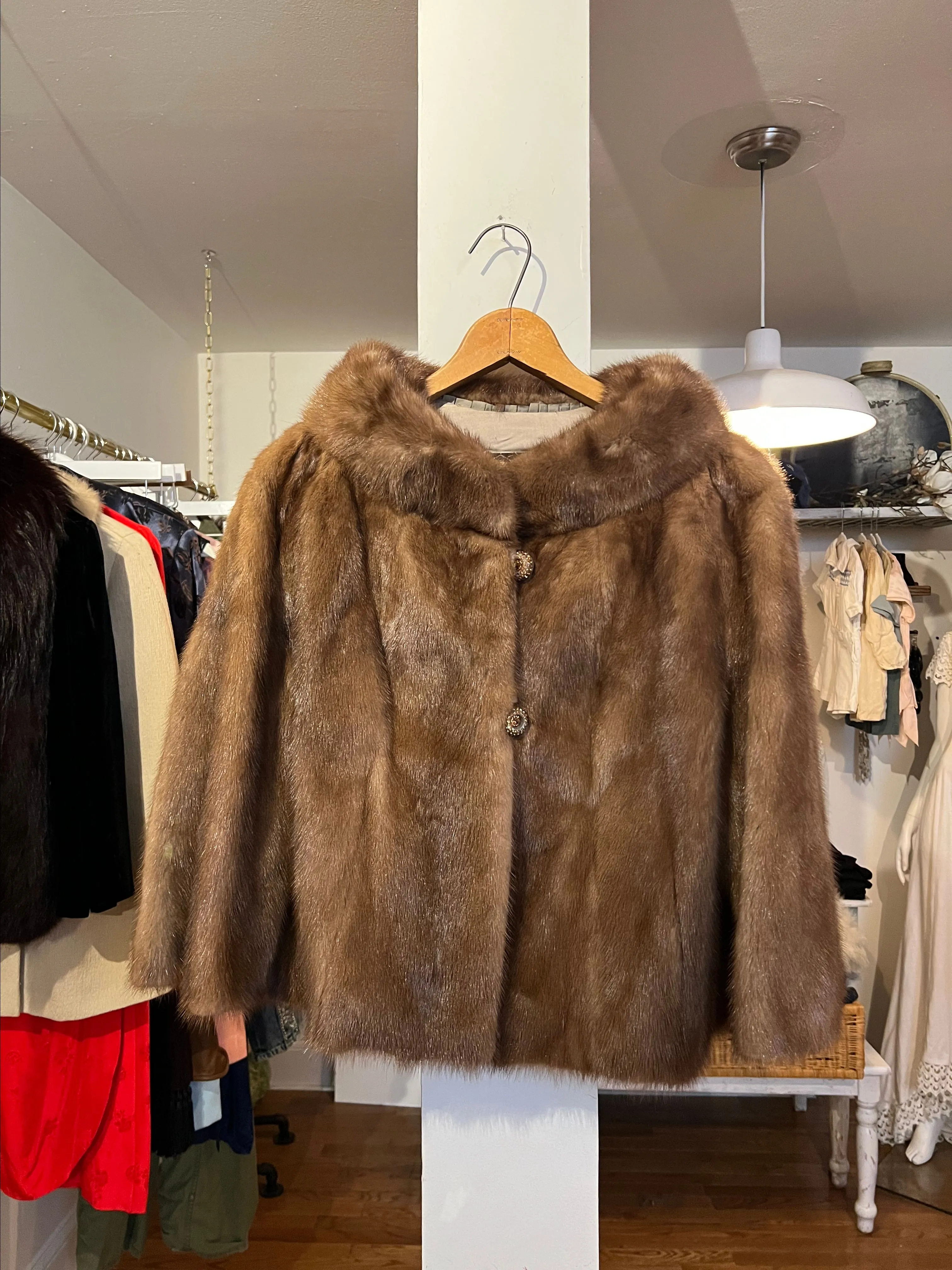 Product image for Mano Schwartz mini cape fur with rhinestone
