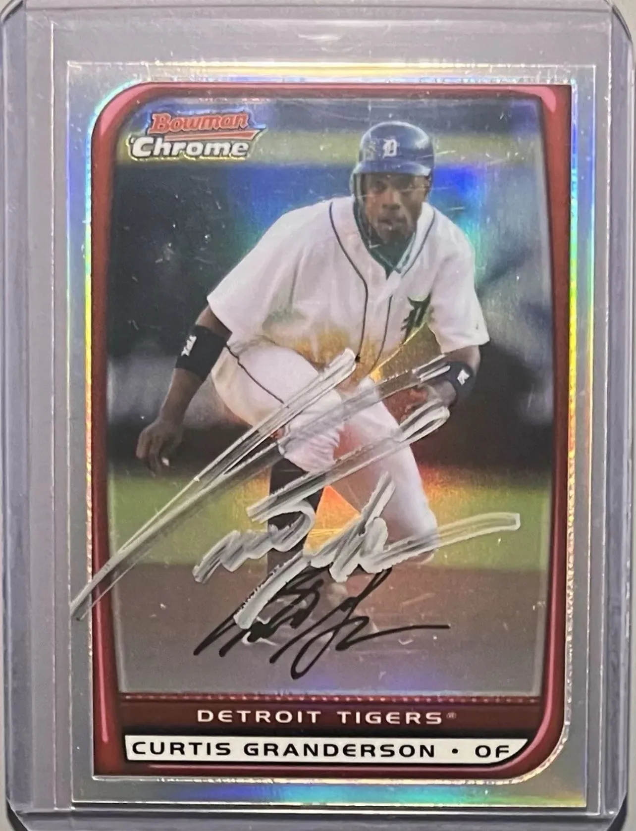 Product image for 2008 Bowman Chrome Refractor Curtis Granderson Autographed #182 Detroit Tigers