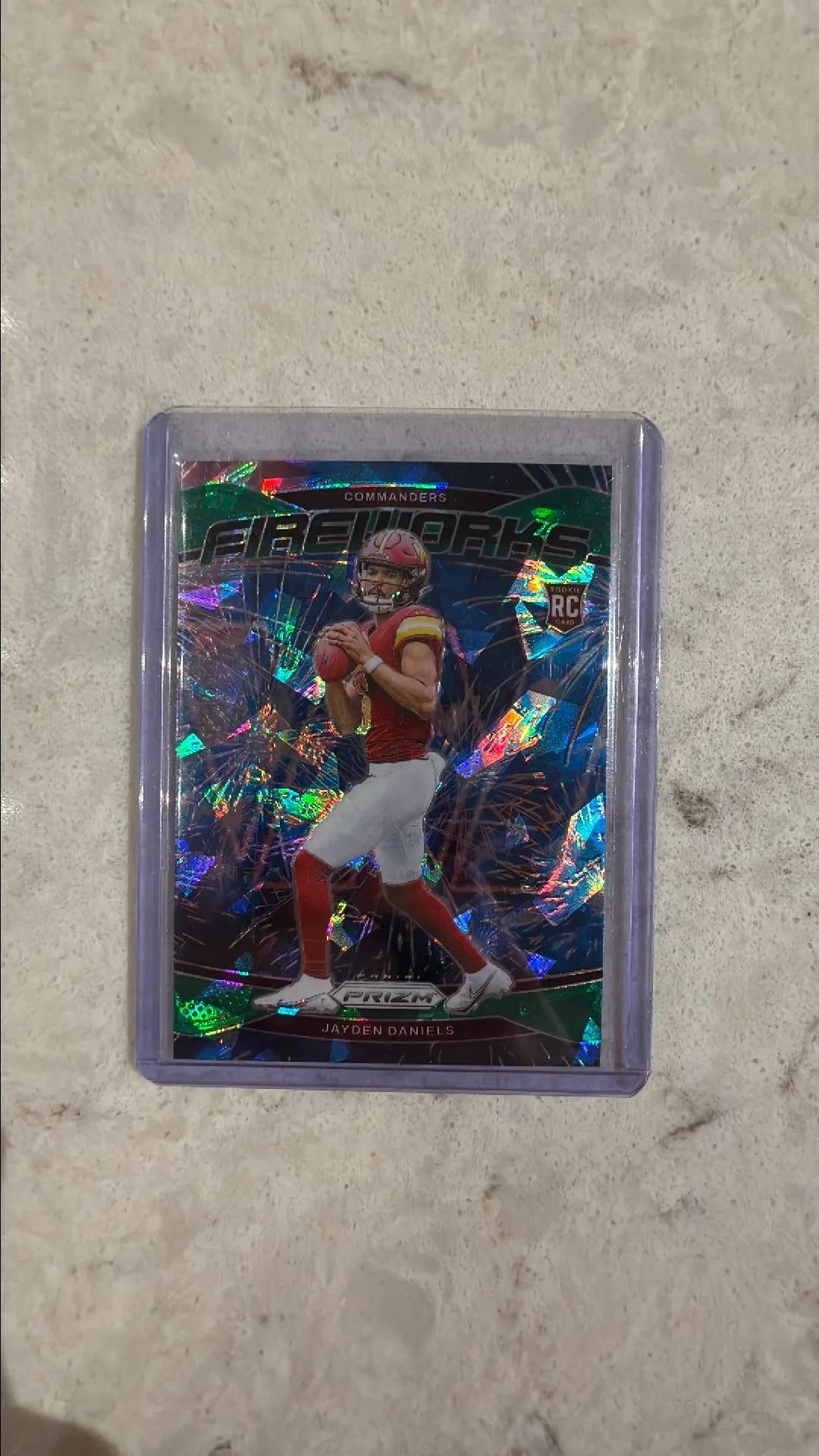 Product image for 2024 Prizm Jayden Daniels Green cracked ice fireworks