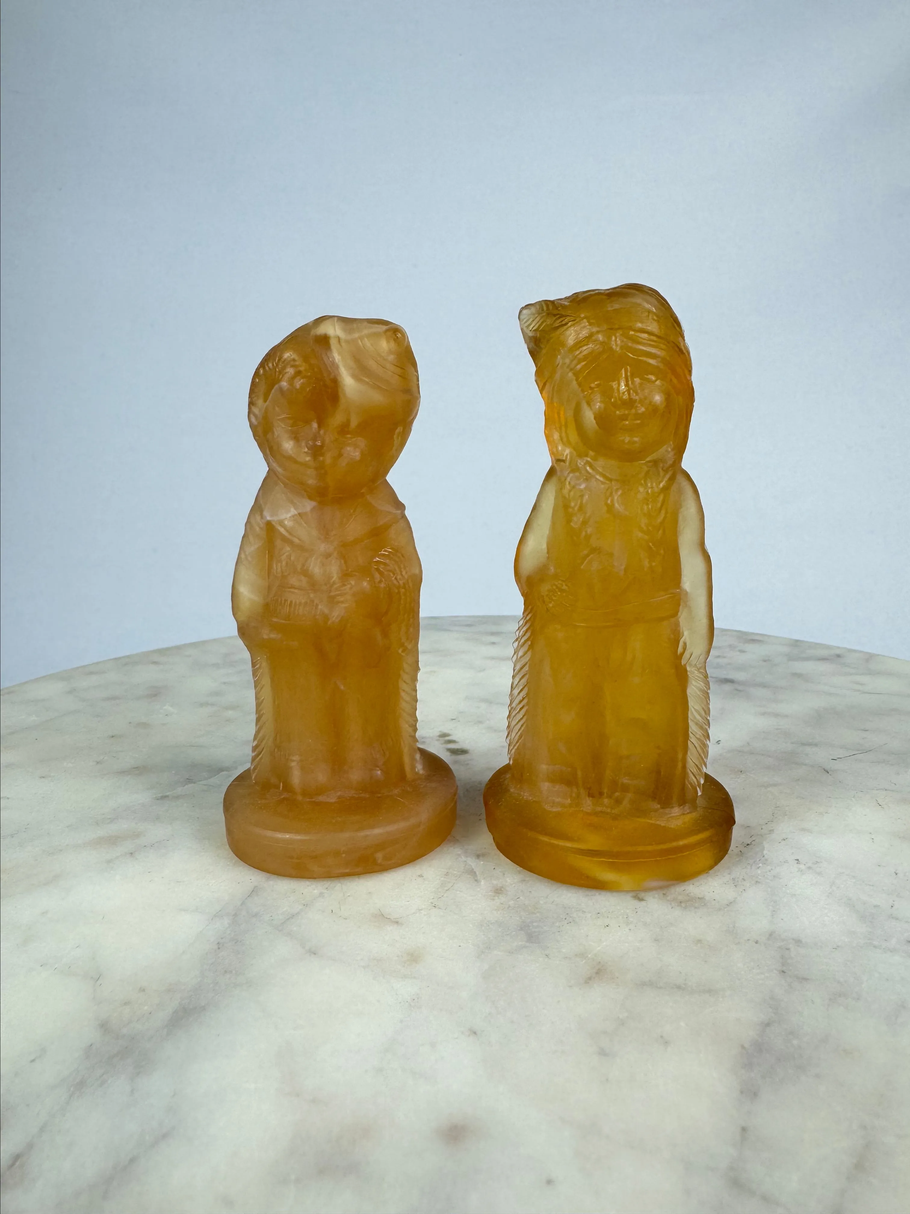 Product image for #296 Slag Glass Cow Boy and Indian Figure