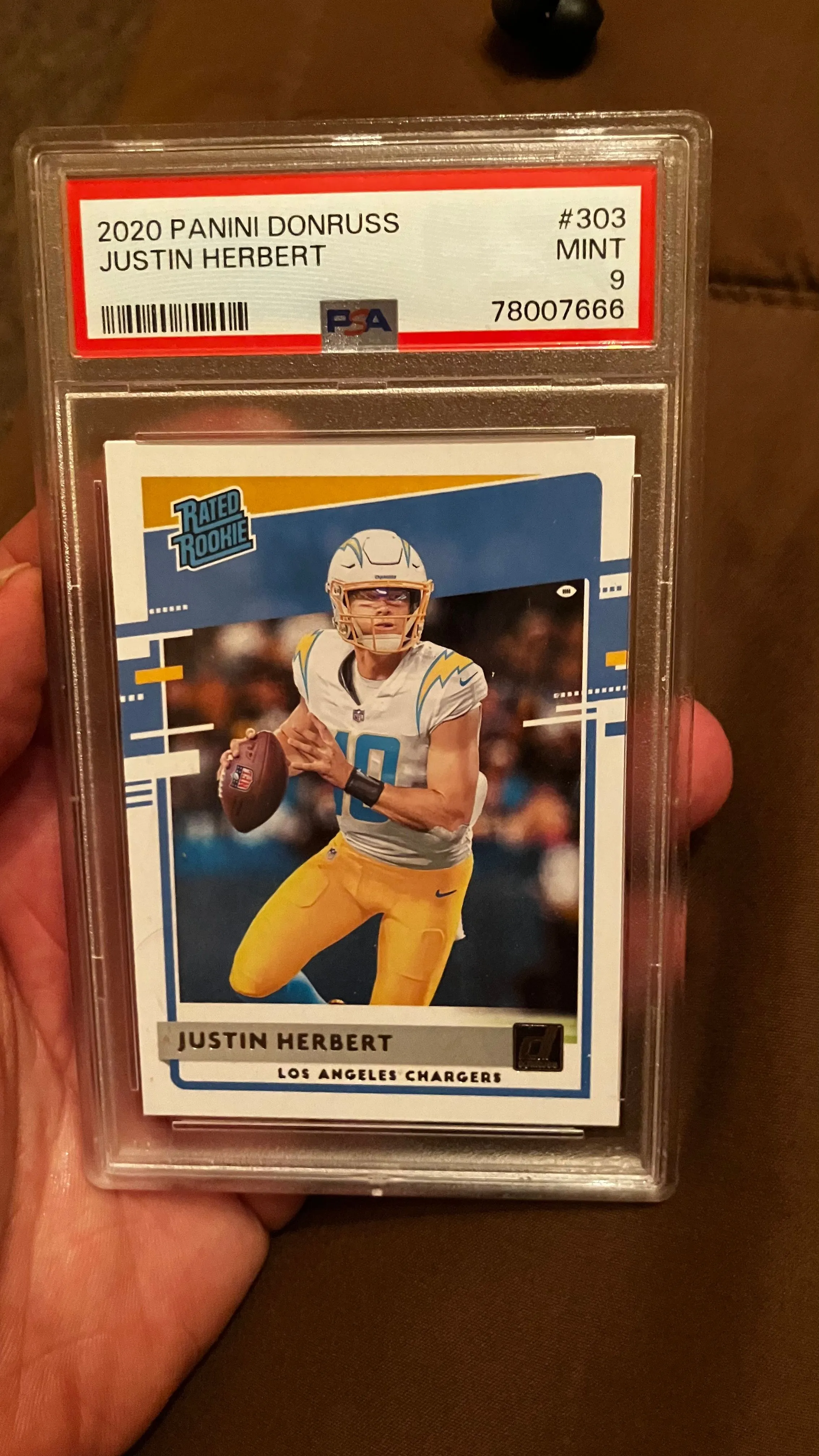 Product image for Justin Herbert PSA 9 Donruss Rated Rookie