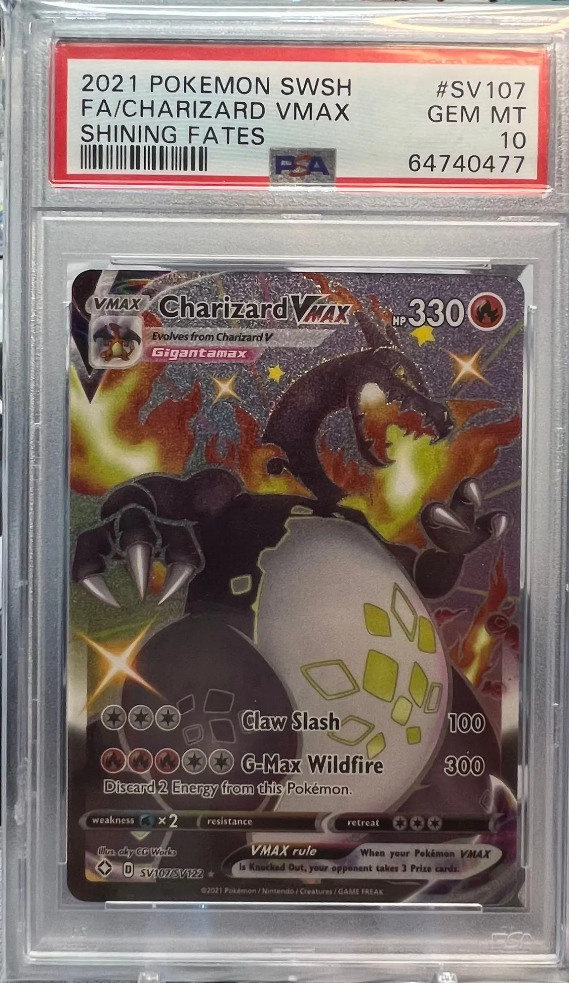 Product image for 2021 Pokemon Sword & Shield Shining Fates Fa/Charizard Vmax Shining Fates PSA GEM MT 10
