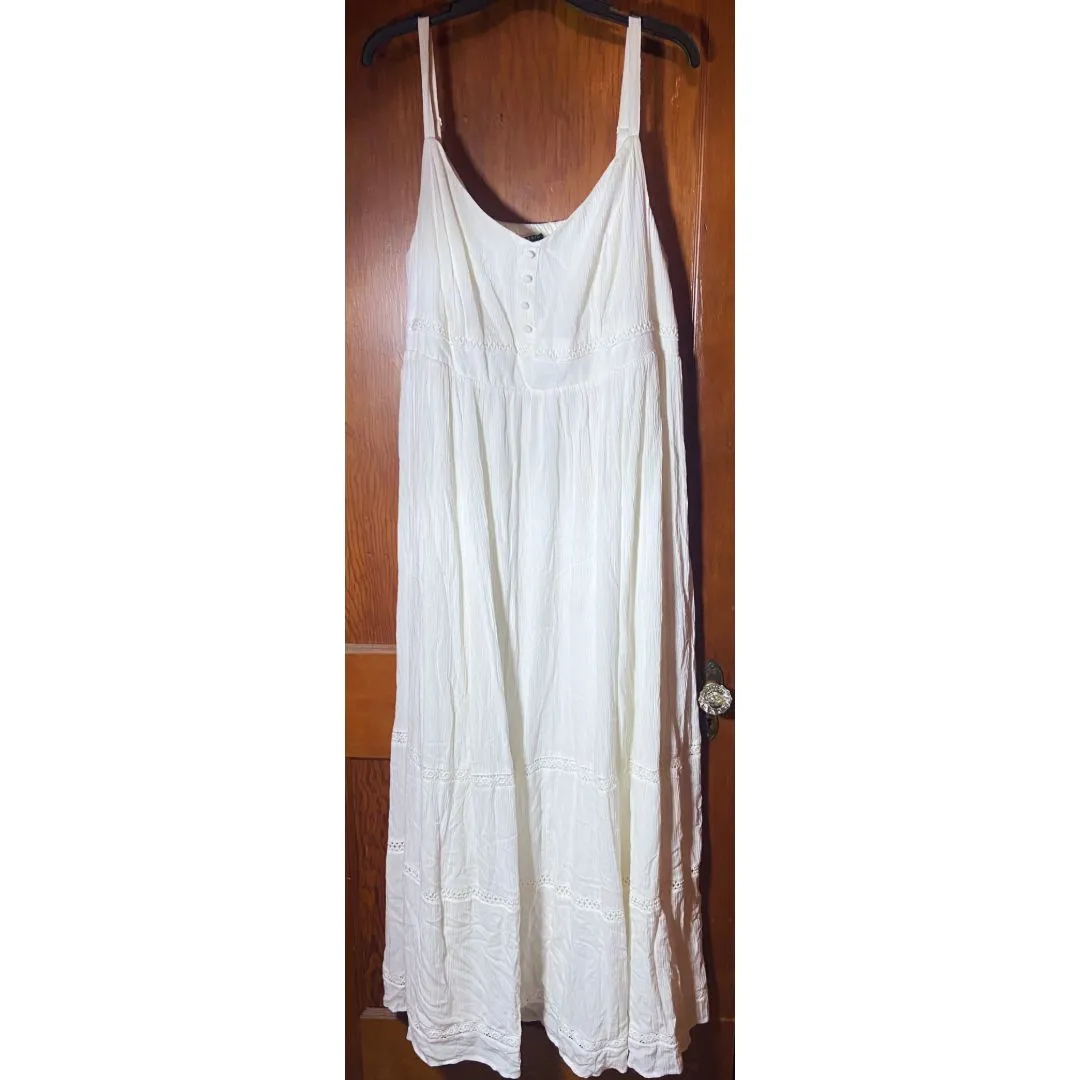 Torrid Dress Sundress Full Length Sleeveless Boho Hippie White Peasant Dress   Whatnot: Shop, Sell, Connect