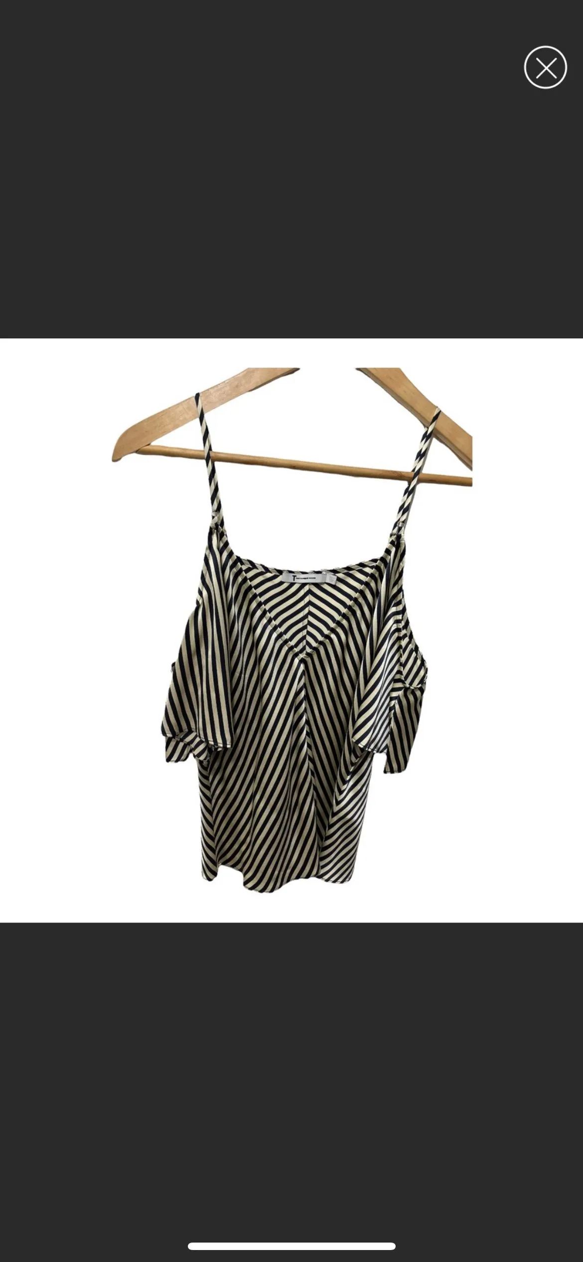 Product image for #3 T ALEXANDER WANG BLACK & CREAM 100% SILK COLD SHOULDER BLOUSE SIZE 2 with minor flaw