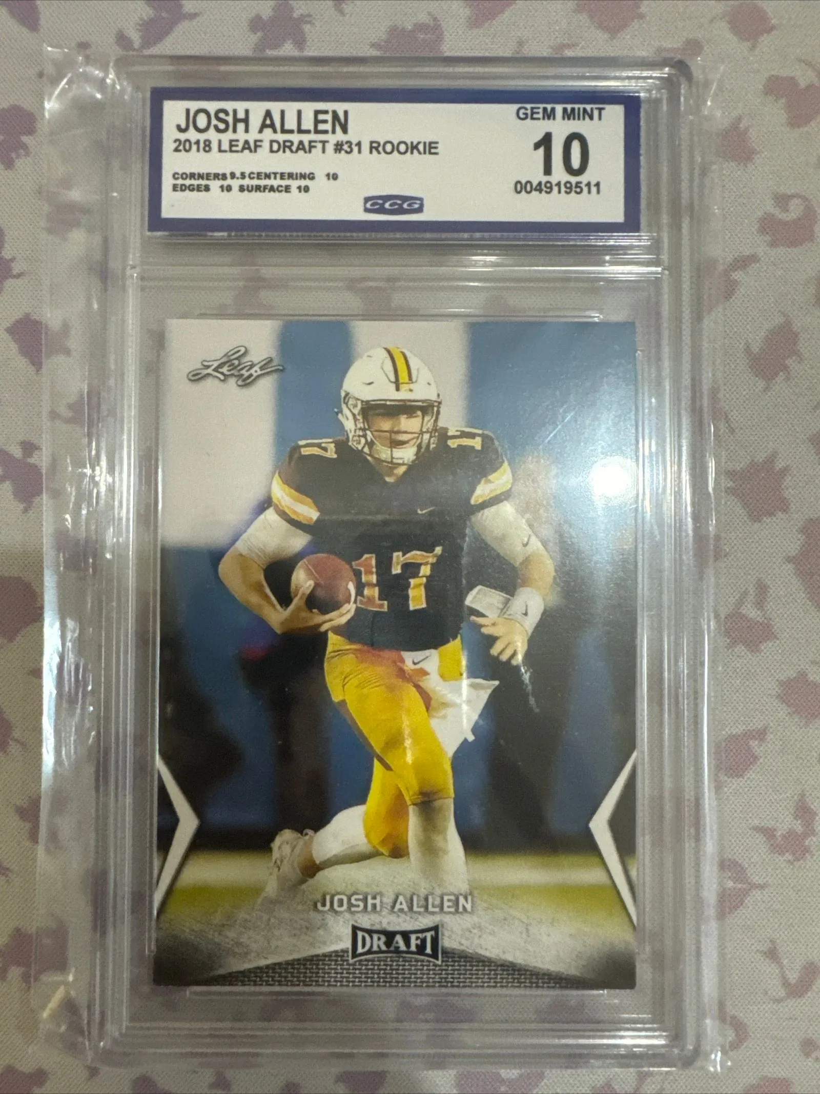 Product image for 2018 Leaf Draft Josh Allen Rookie #31 CCG 10 GEM MINT Bills, Wyoming Cowboys