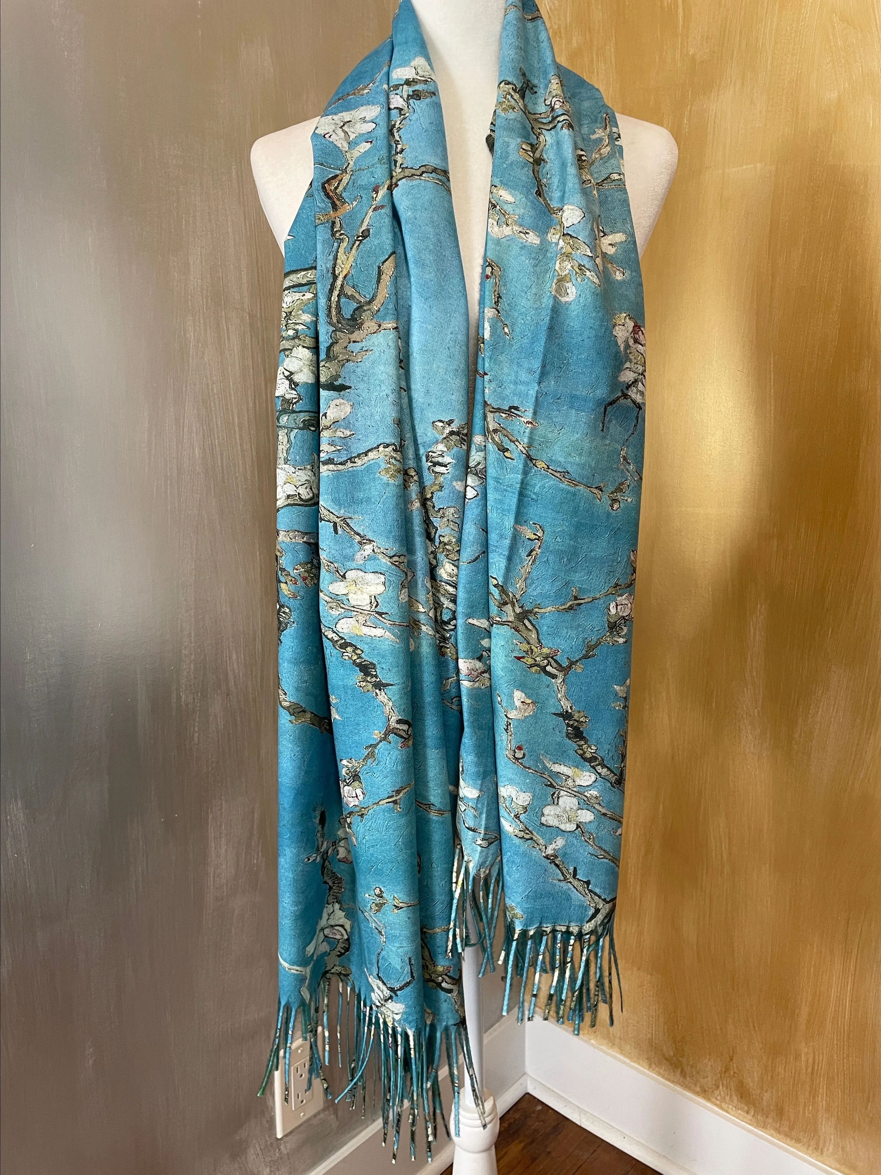 Product image for Italian wool two in one scarf blue teal scarf