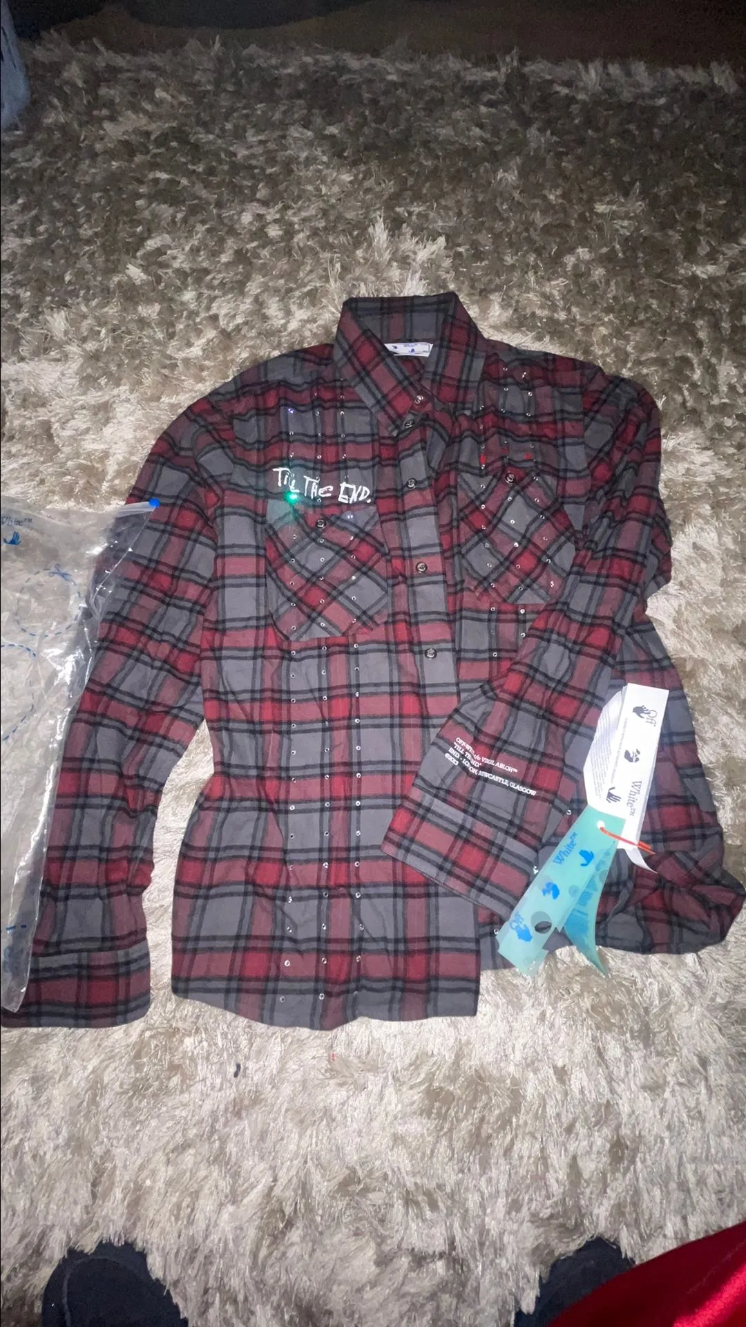 Product image for Brand New Off White Plaid Shirt Size Medium