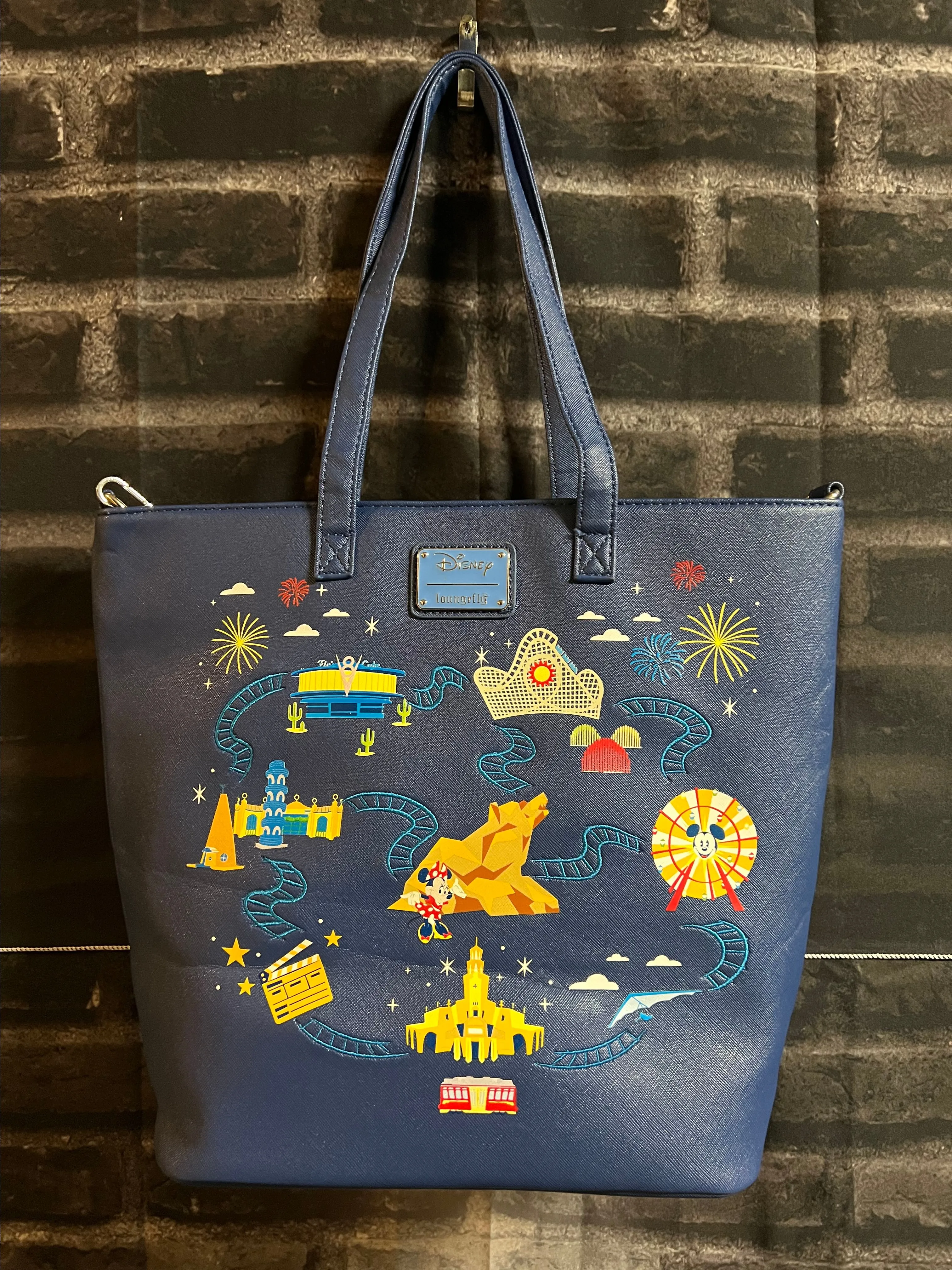 Product image for Loungefly Disneyland 65th Anniversary Attractions Map Tote Bag  Pre-Owned