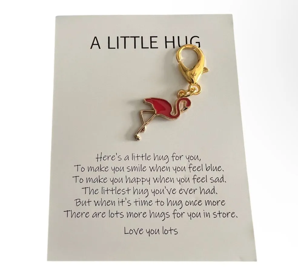 Product image for 000 1 (one) BLOOP Key Ring S Little Hug Flamingo with Card Bag Charm
