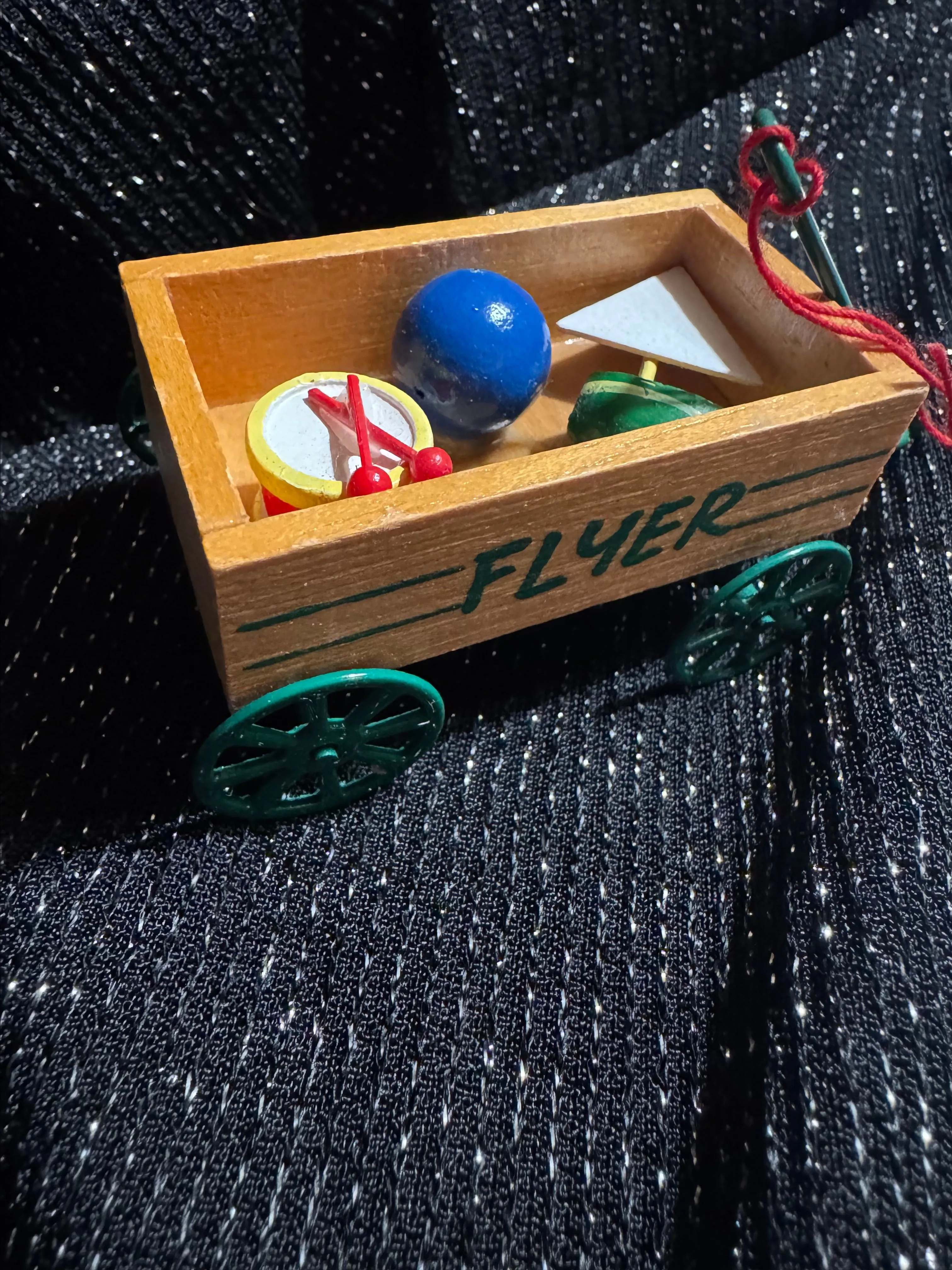 Product image for Vintage Wood/Metal Flyer Wagon Ornament/ Miniature Dollhouse