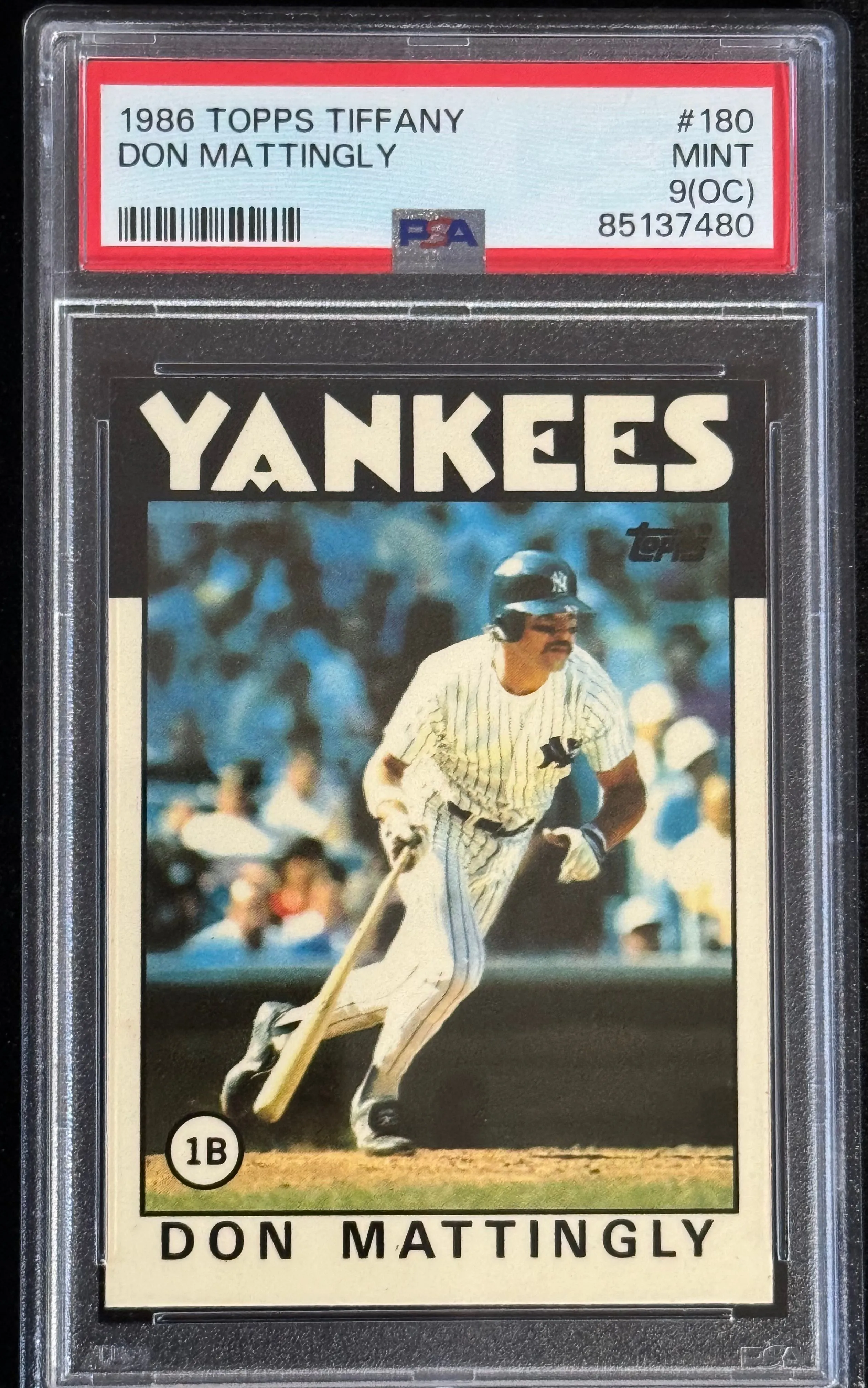 Product image for Don Mattingly #180 - 1986 Topps Tiffany PSA 9 (OC)