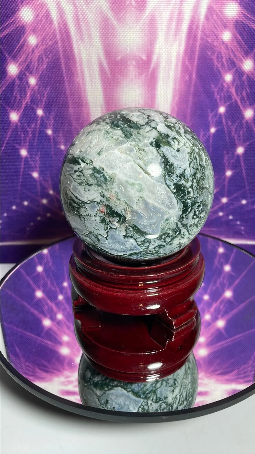 Product image for Large Moss Agate Sphere & Holder