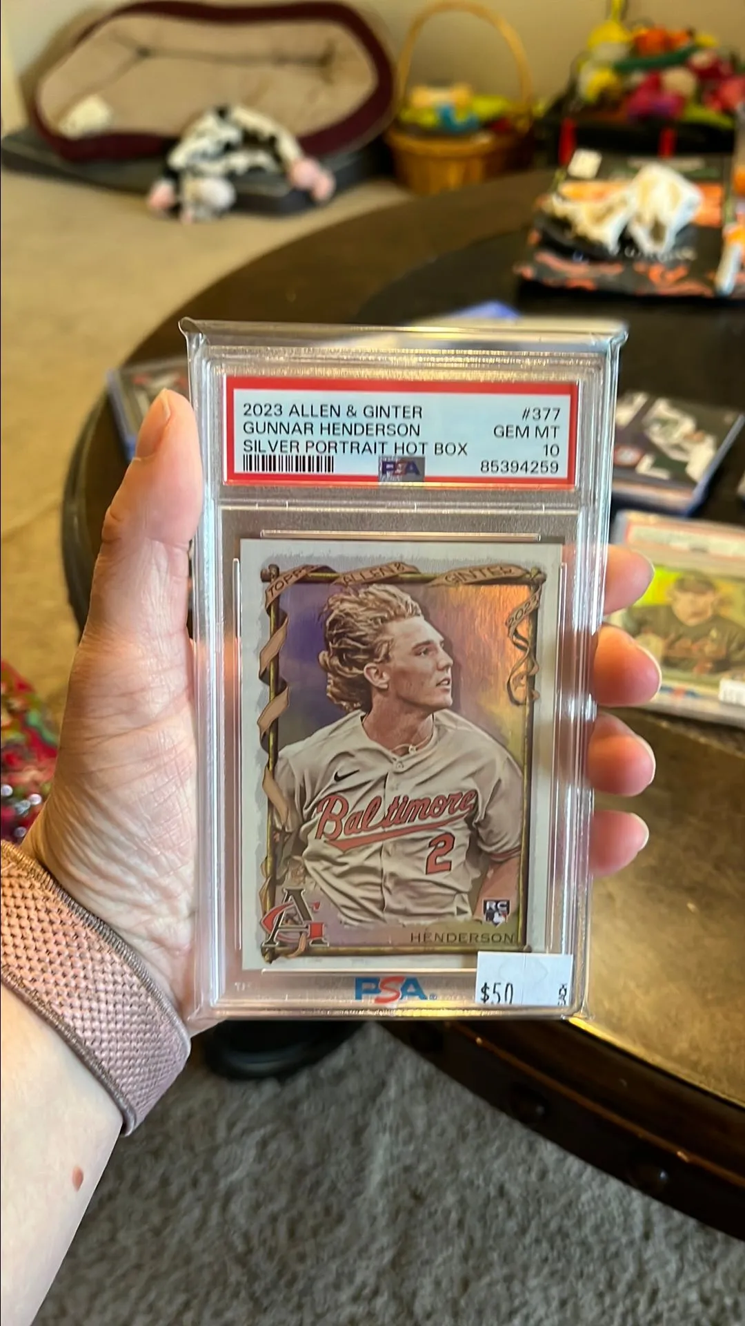 Product image for 2023 Topps Allen & Ginter Gunnar Henderson 377 Silver Portrait Hot Box PSA GEM MT 10