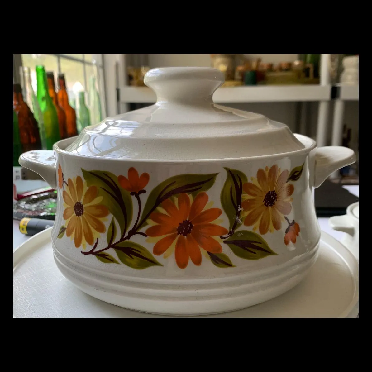 Product image for 1191 Vintage Capri Stoneware Bake Serve and Store Baking Dish With Lid 7.5” 1970’s