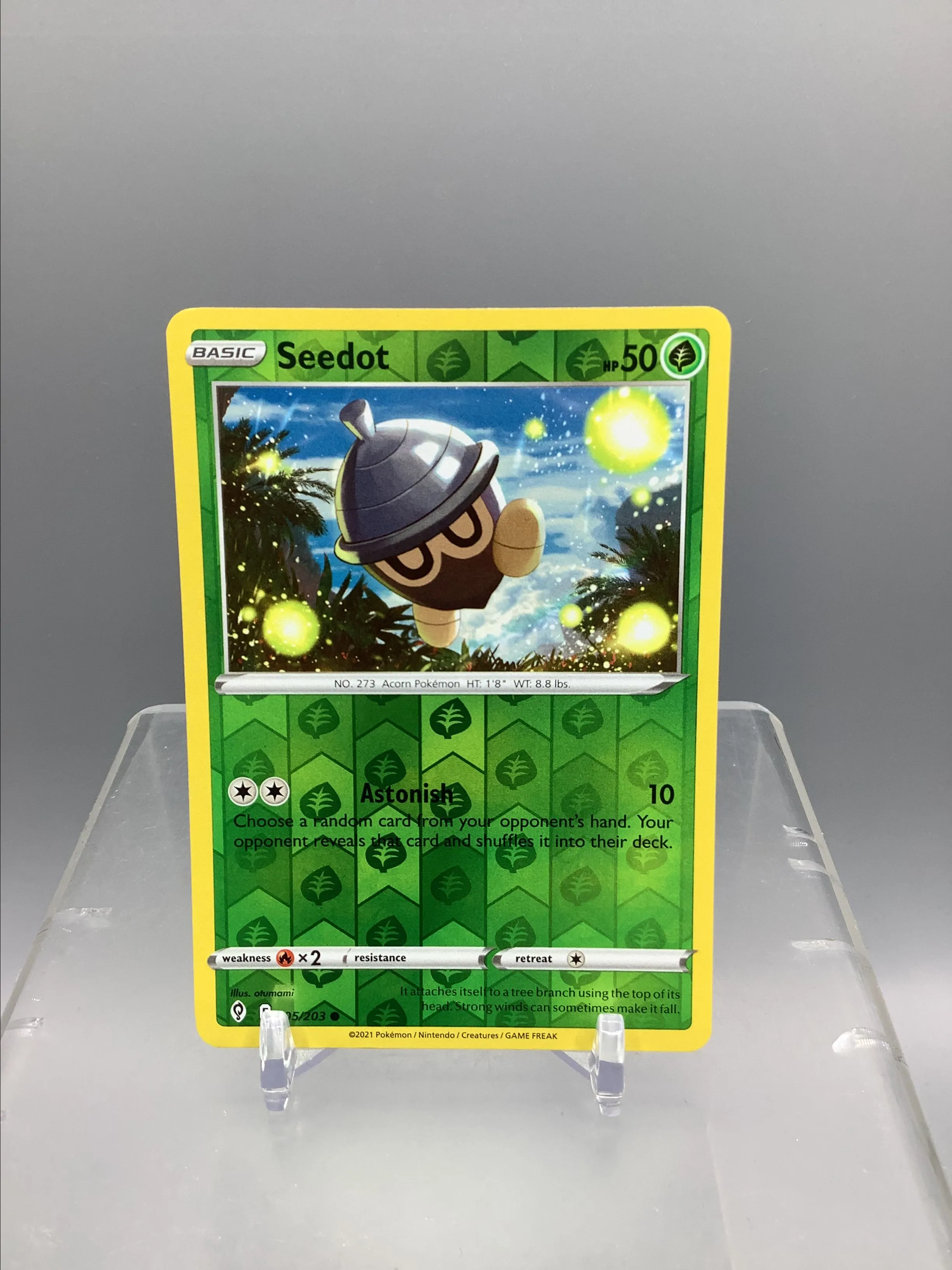 2021 Pokemon TCG Evolving Skies Series Seedot Reverse Holo Card