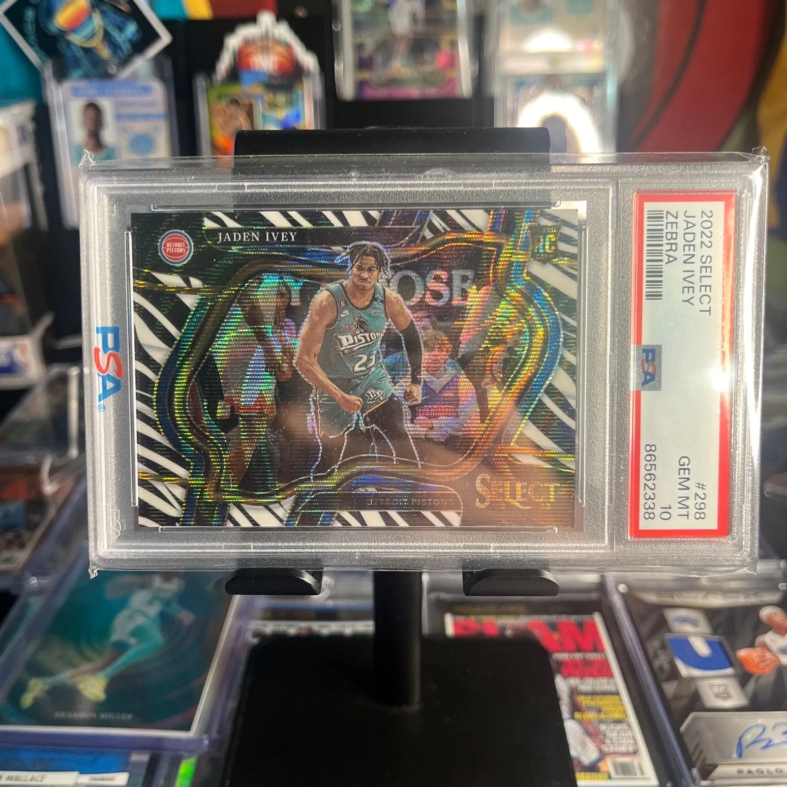 Product image for Jaden Ivey select courtside zebra rookie PSA 10