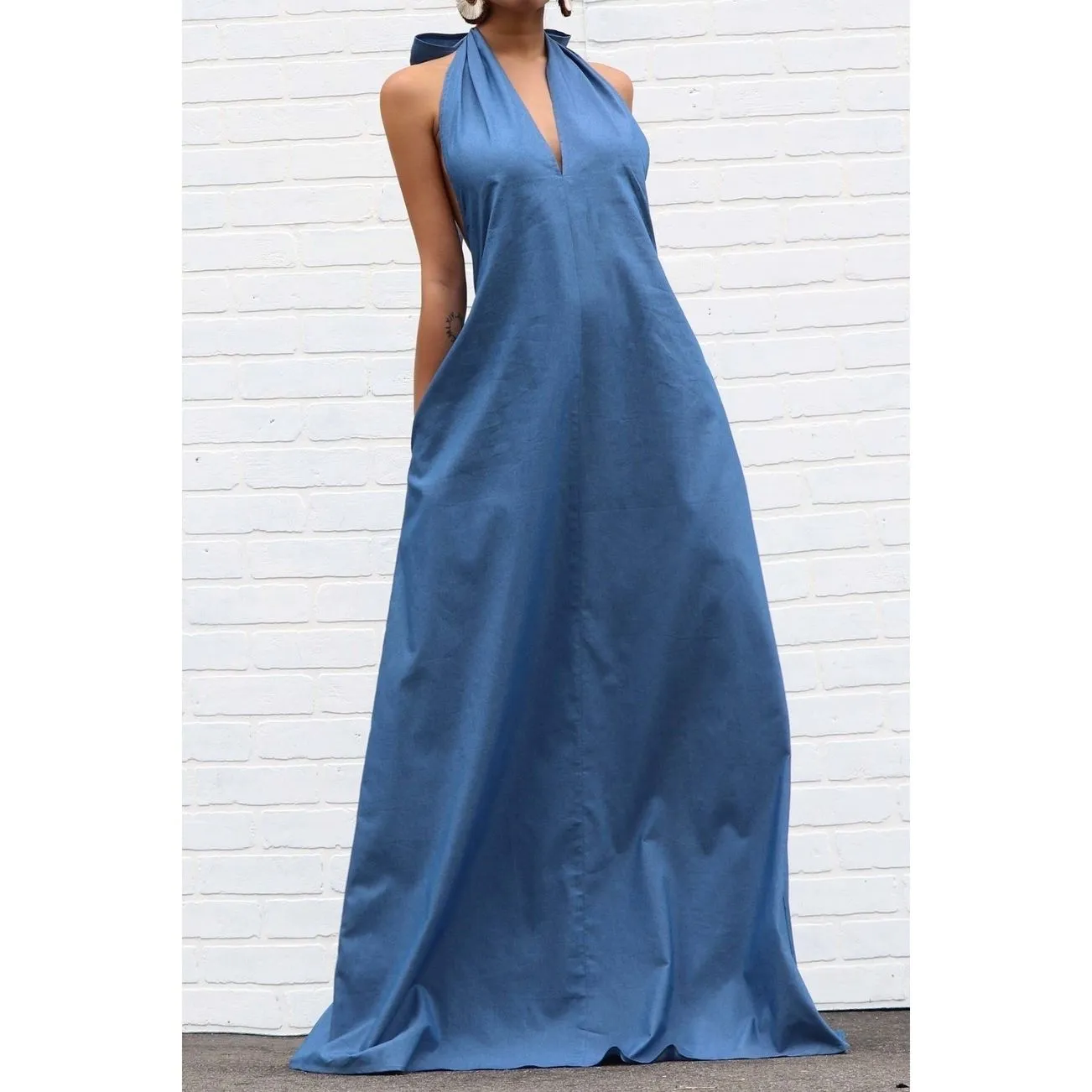 linen halter dress white Arden Linen Halter Maxi Dress main image 0