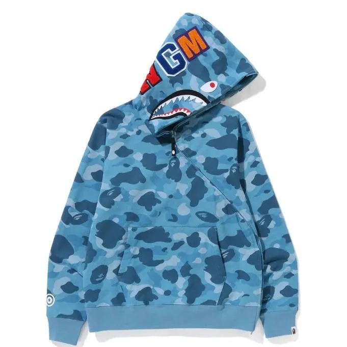 Product image for L - Bape Shark WGM Hoodie Honeycomb Camo Blue