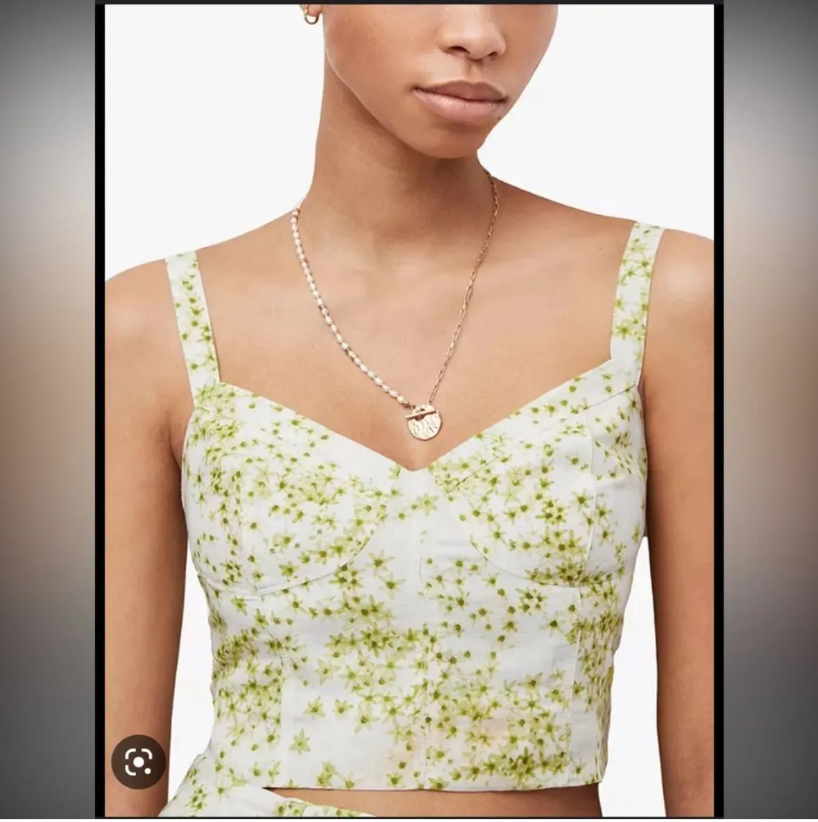 Product image for 16 AllSaints Cassia Amanzi Floral Bodice Top, Lime Green Size Retail 169.00