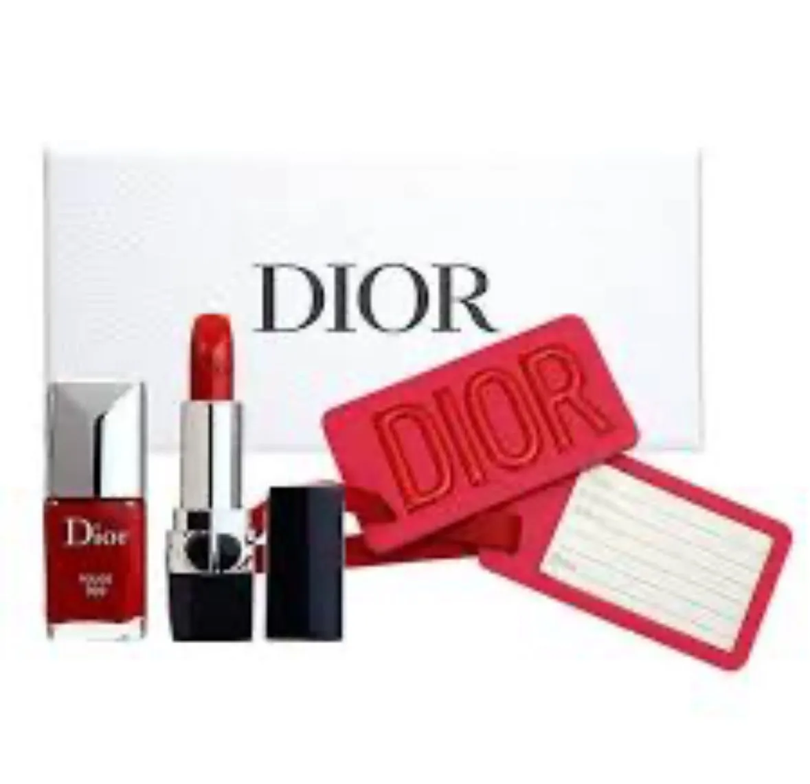 Product image for New Dior Rouge Dior Lip Nail Polish Luggage Tag w/Mirror Coffret in a Gift Box