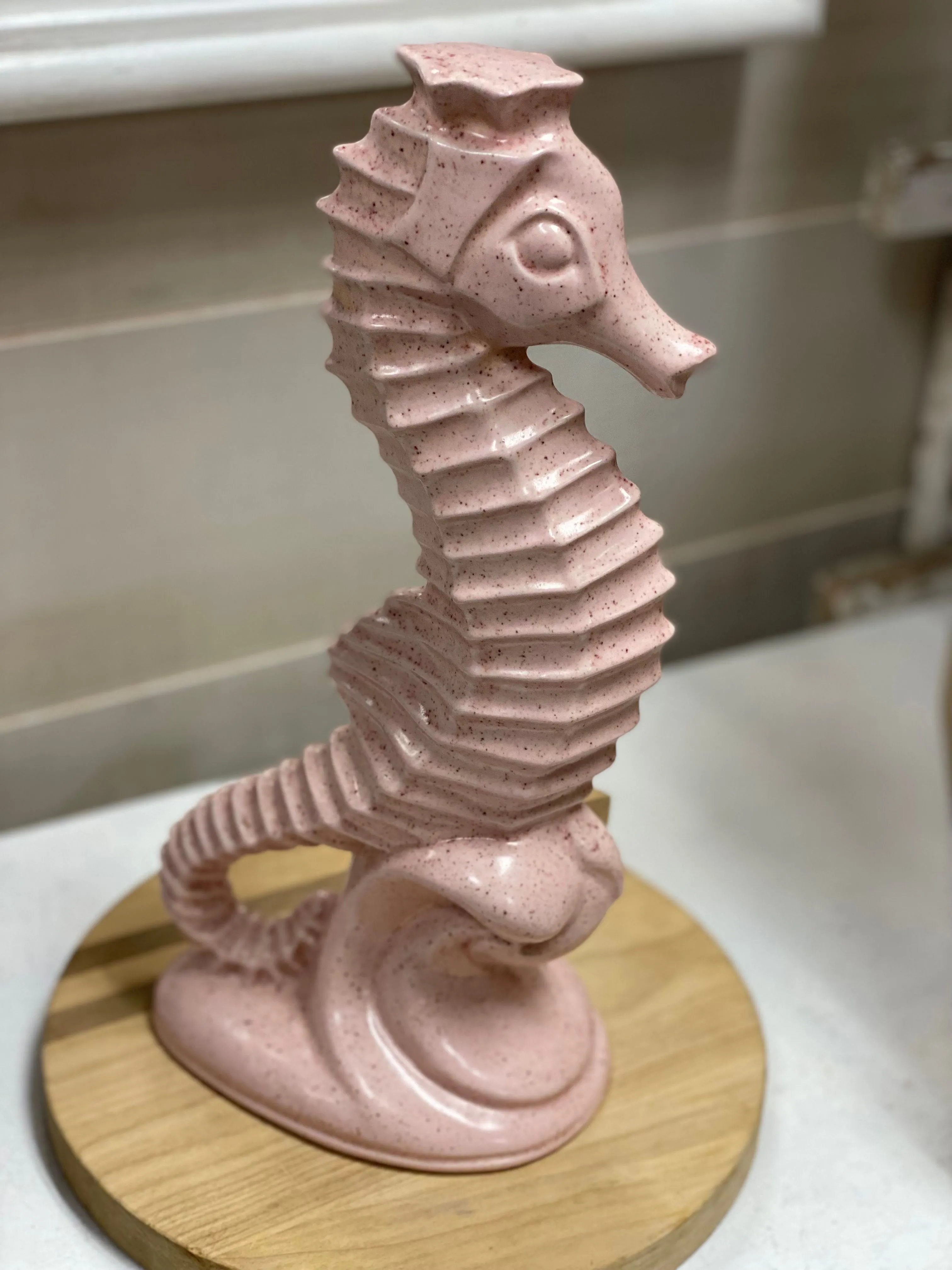 Product image for Vintage Pink Speckled Seahorse