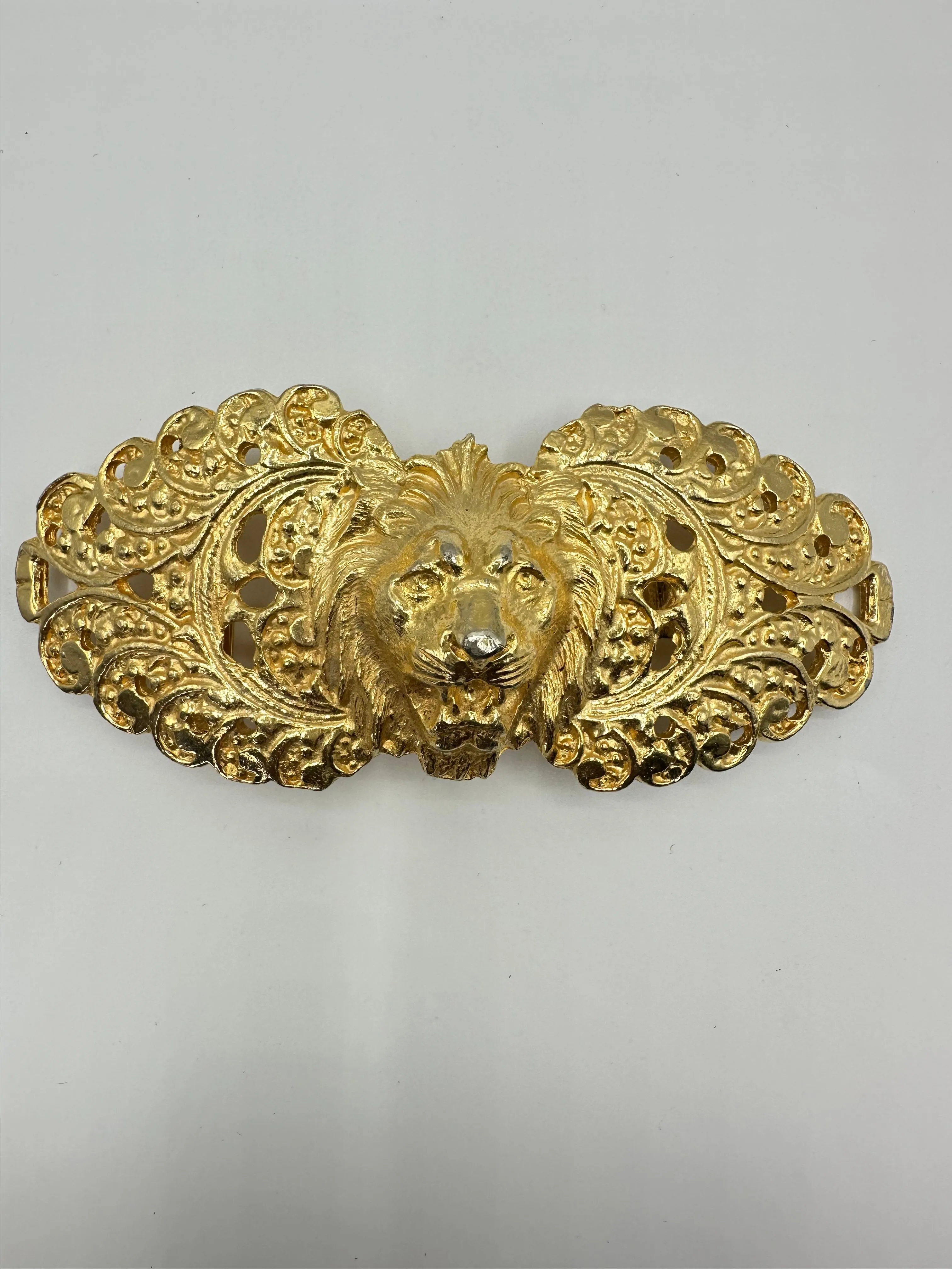 Product image for Vintage Gay Boyer Lion Belt Buckle Statement Runway Gold Tone 1980s