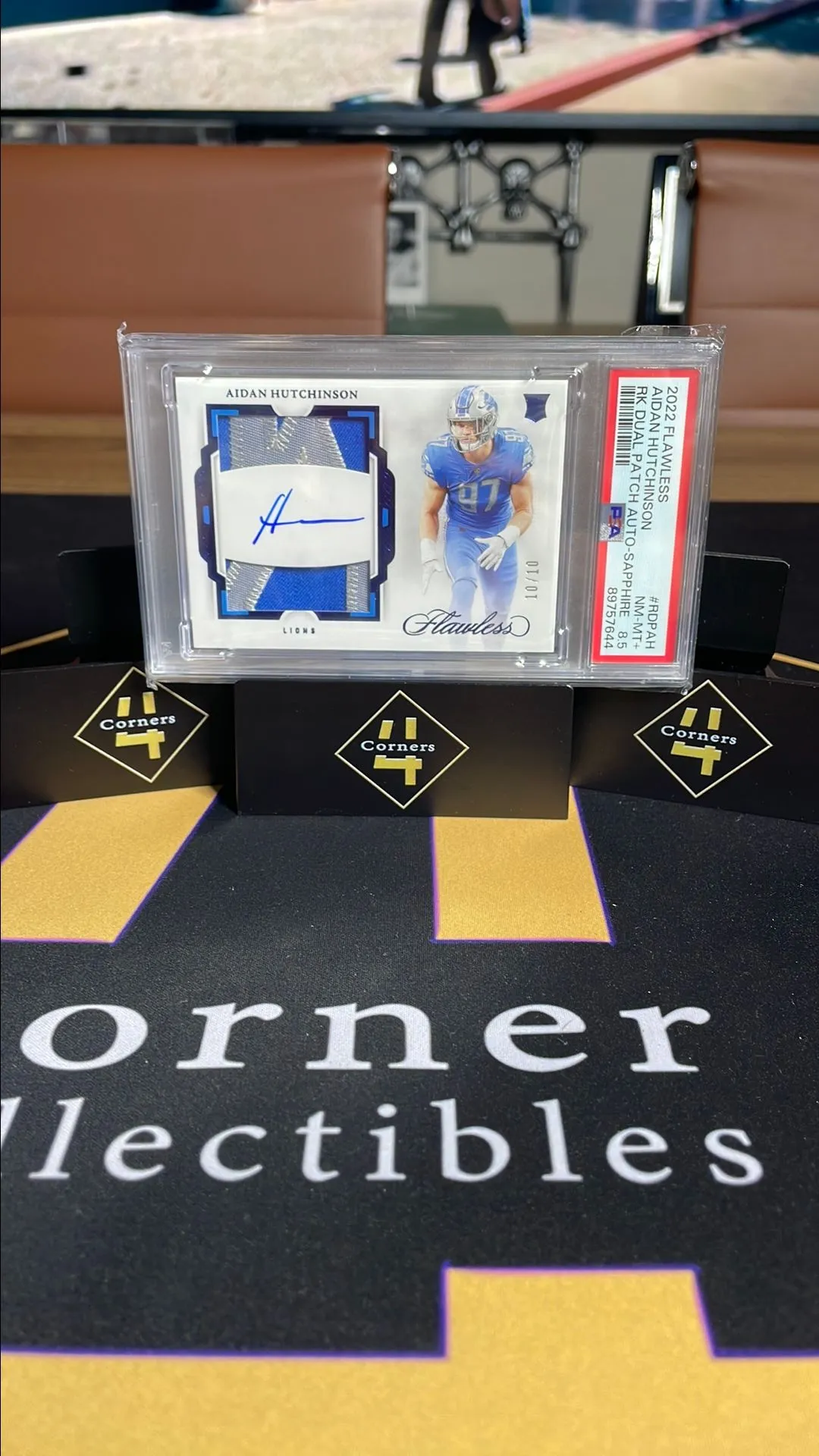 Product image for 2022 Panini Flawless Rookie Dual Patch Autographs Aidan Hutchinson RDPAH Rk Dual Patch Auto-Sapphire