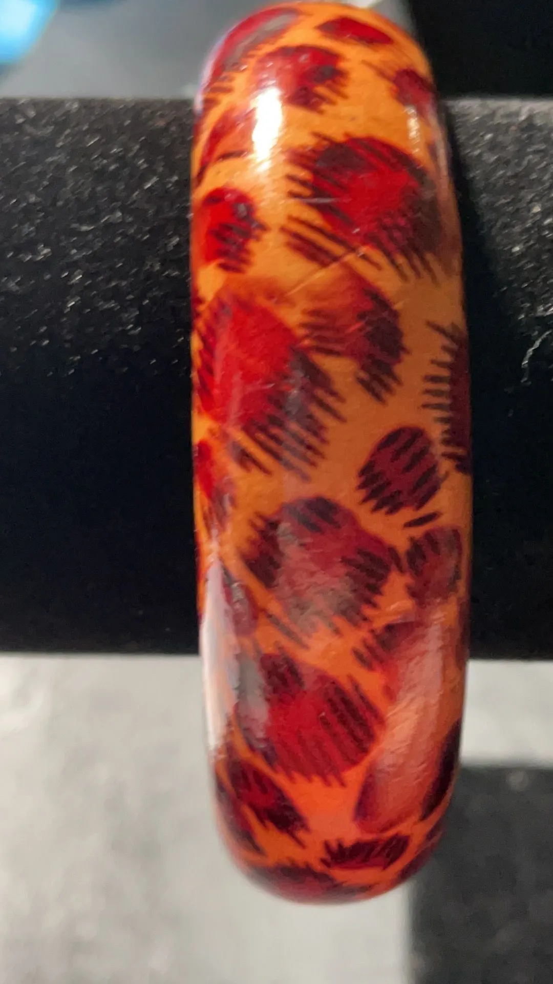 Product image for Leopard print wooden bangle