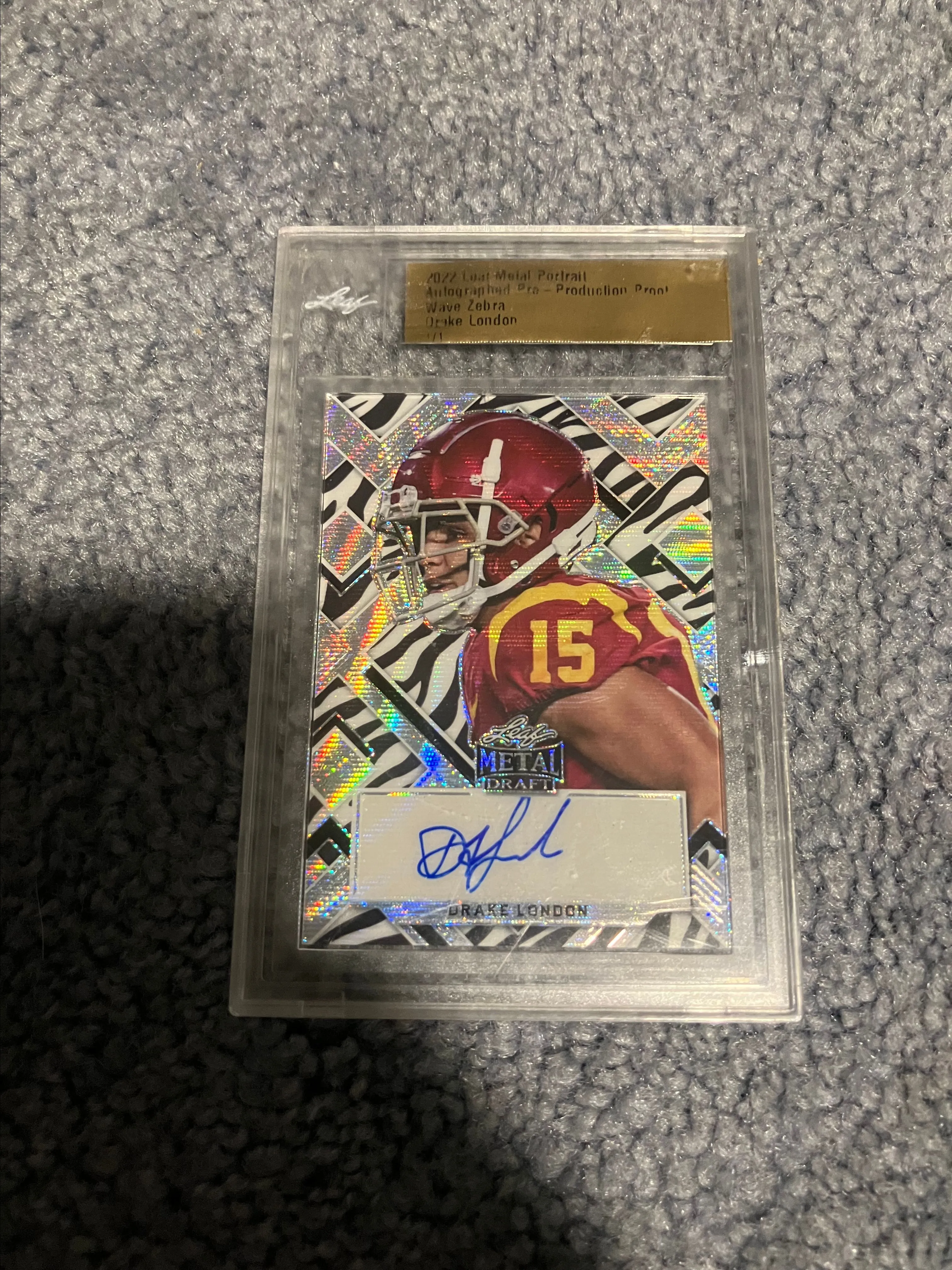 Product image for drake london 1/1 zebra rookie auto