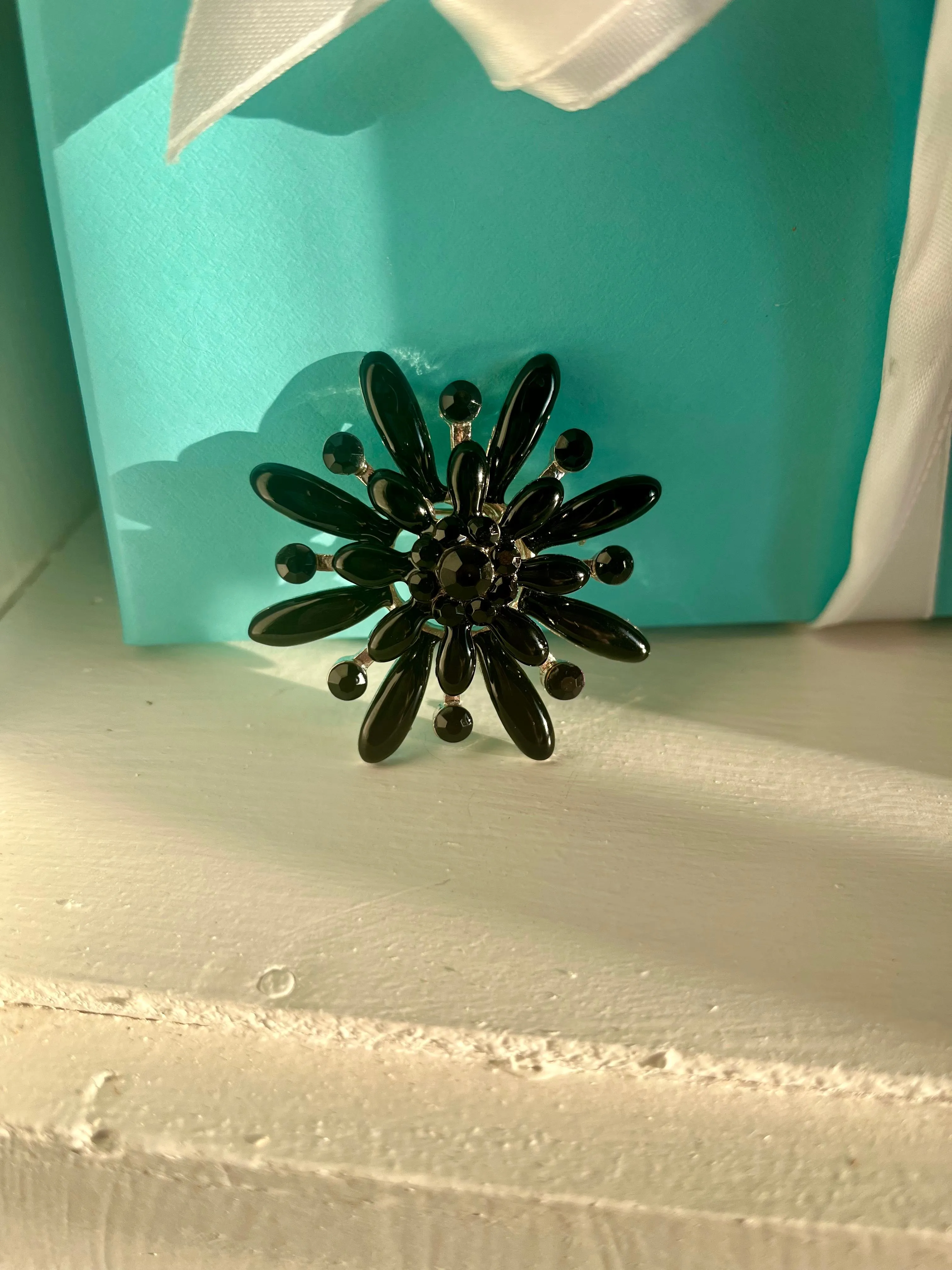 Product image for Black Enamel Starburst Brooch