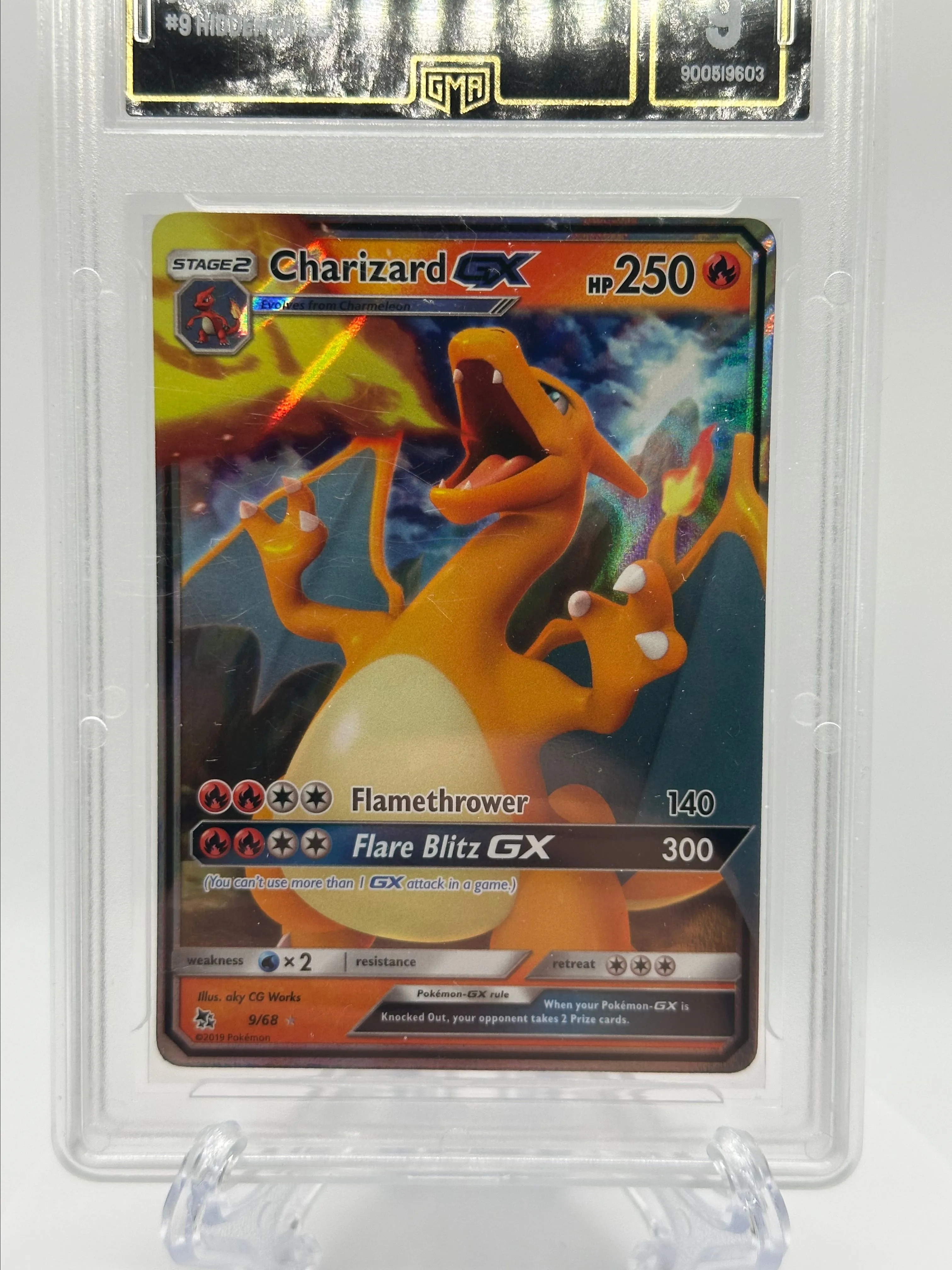 Charizard GX 2019 Pokemon Sun & Moon Hidden Fates #9 CGC Authenticated 9 Card