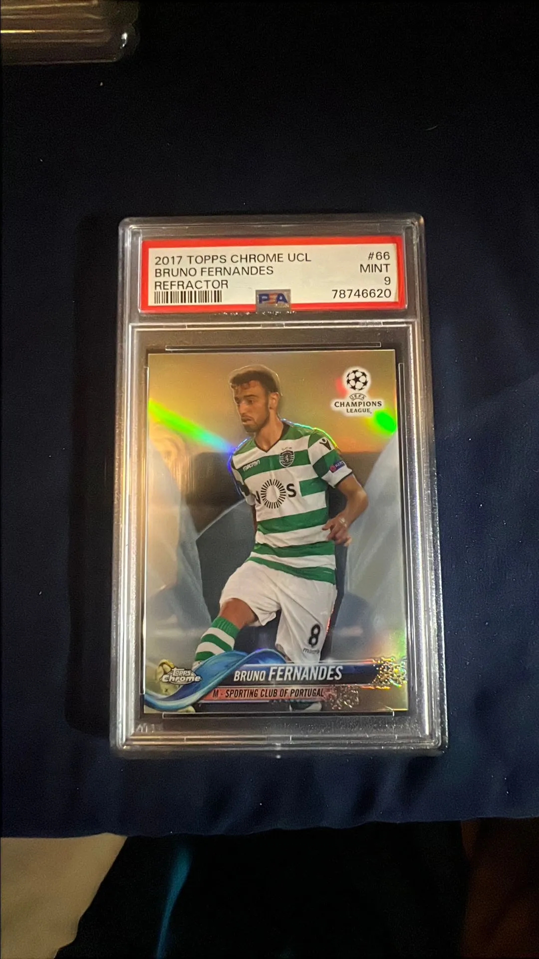 Product image for 2017 Topps Chrome Uefa Champions League Bruno Fernandes Refractor PSA MINT 9