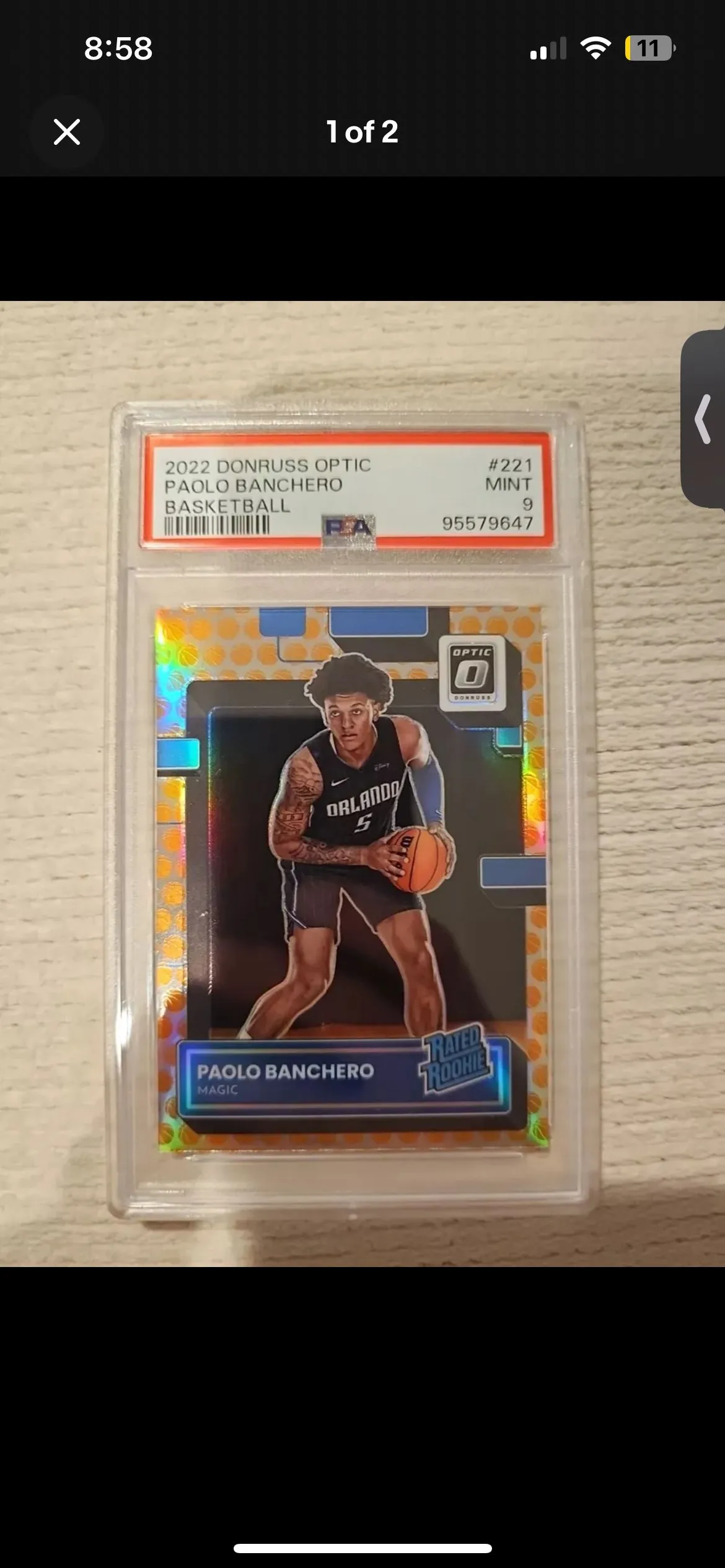Product image for Paolo Banchero optic rated rookie basketball PSA 9