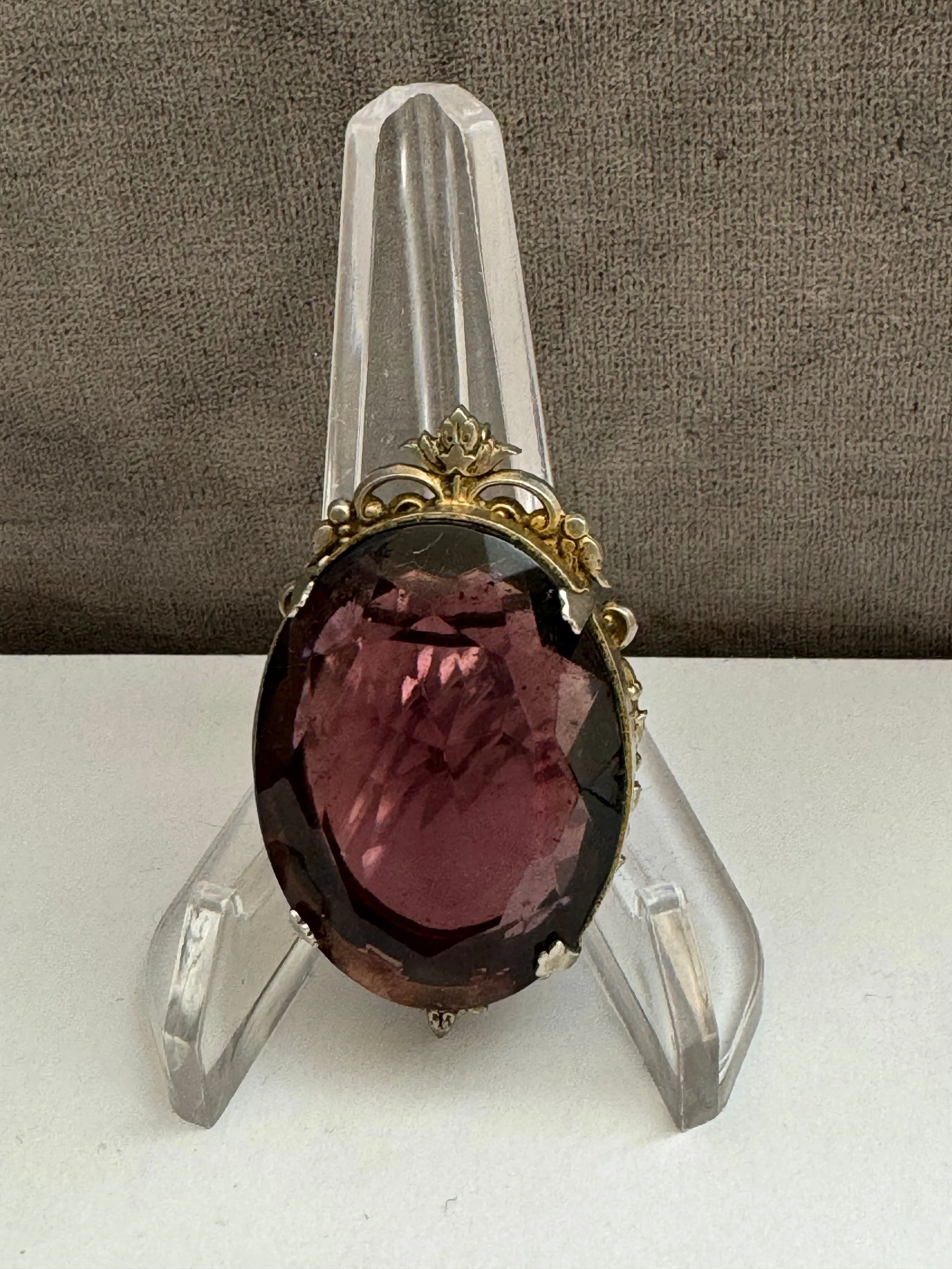Product image for Vintage large, purple, faceted glass brooch/pendant