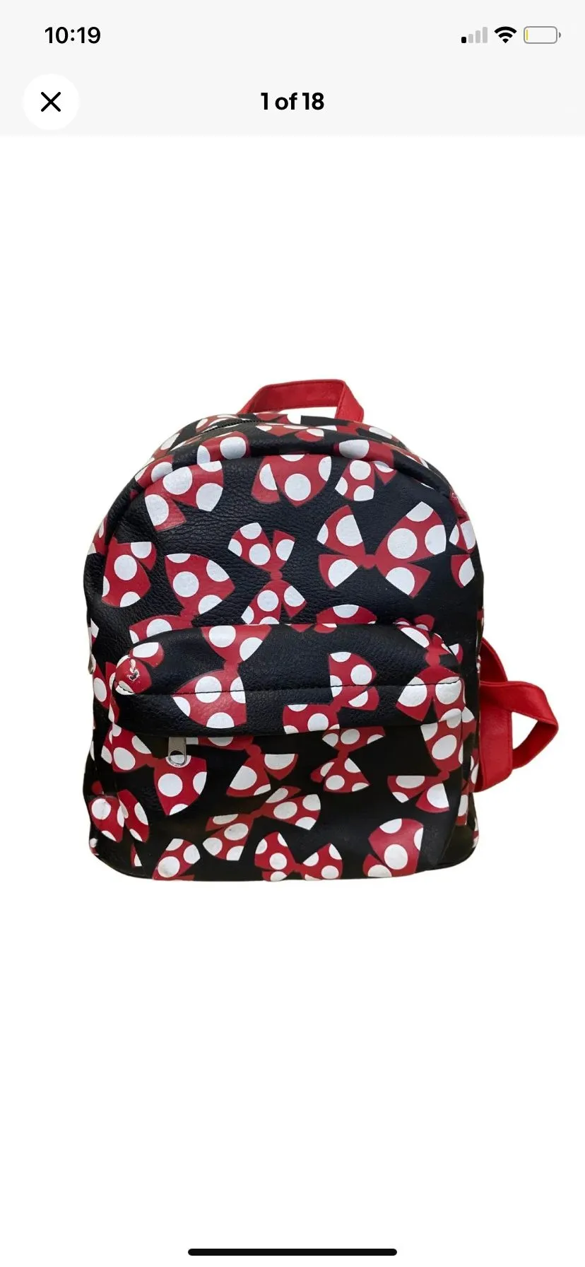 Product image for Minnie Mouse Disney Parks Mini Backpack Travel Purse Black Red Polka dot Bows