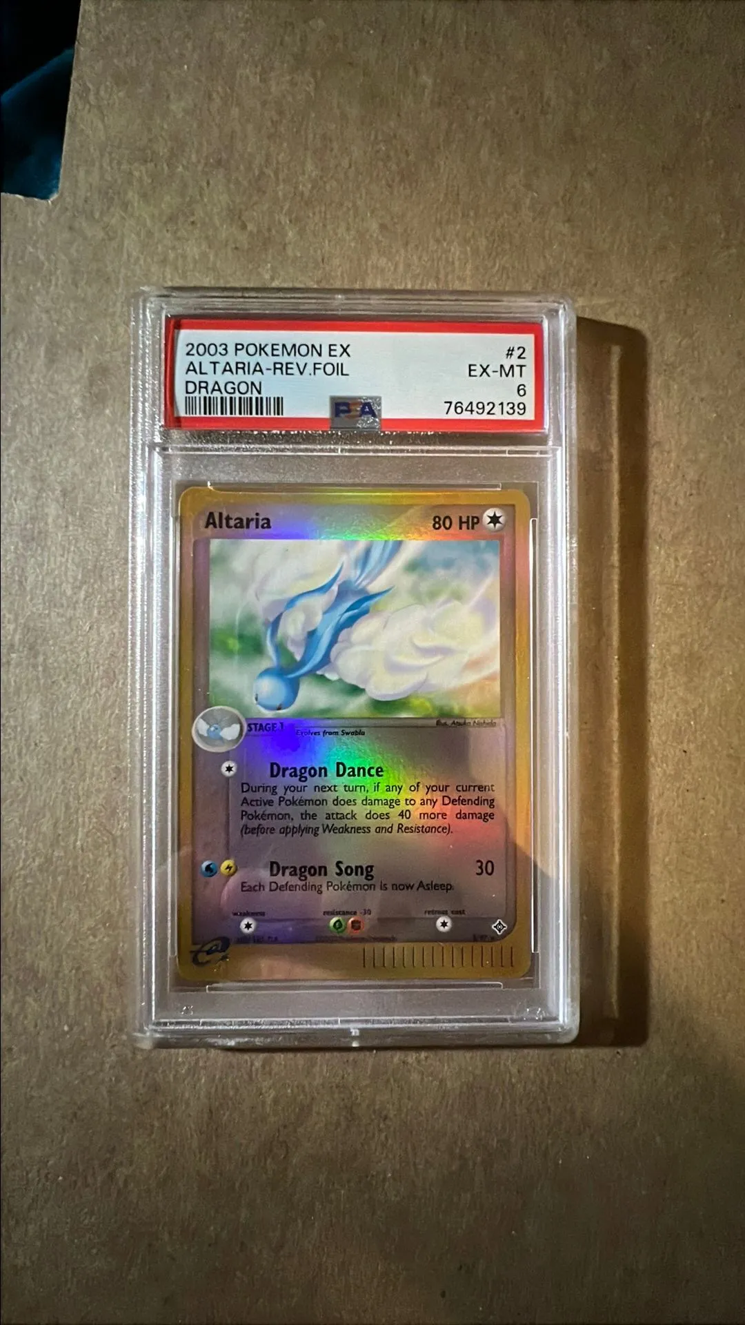 Product image for 2003 Pokemon Ex Dragon Altaria-Rev.Foil Dragon PSA EX-MT 6