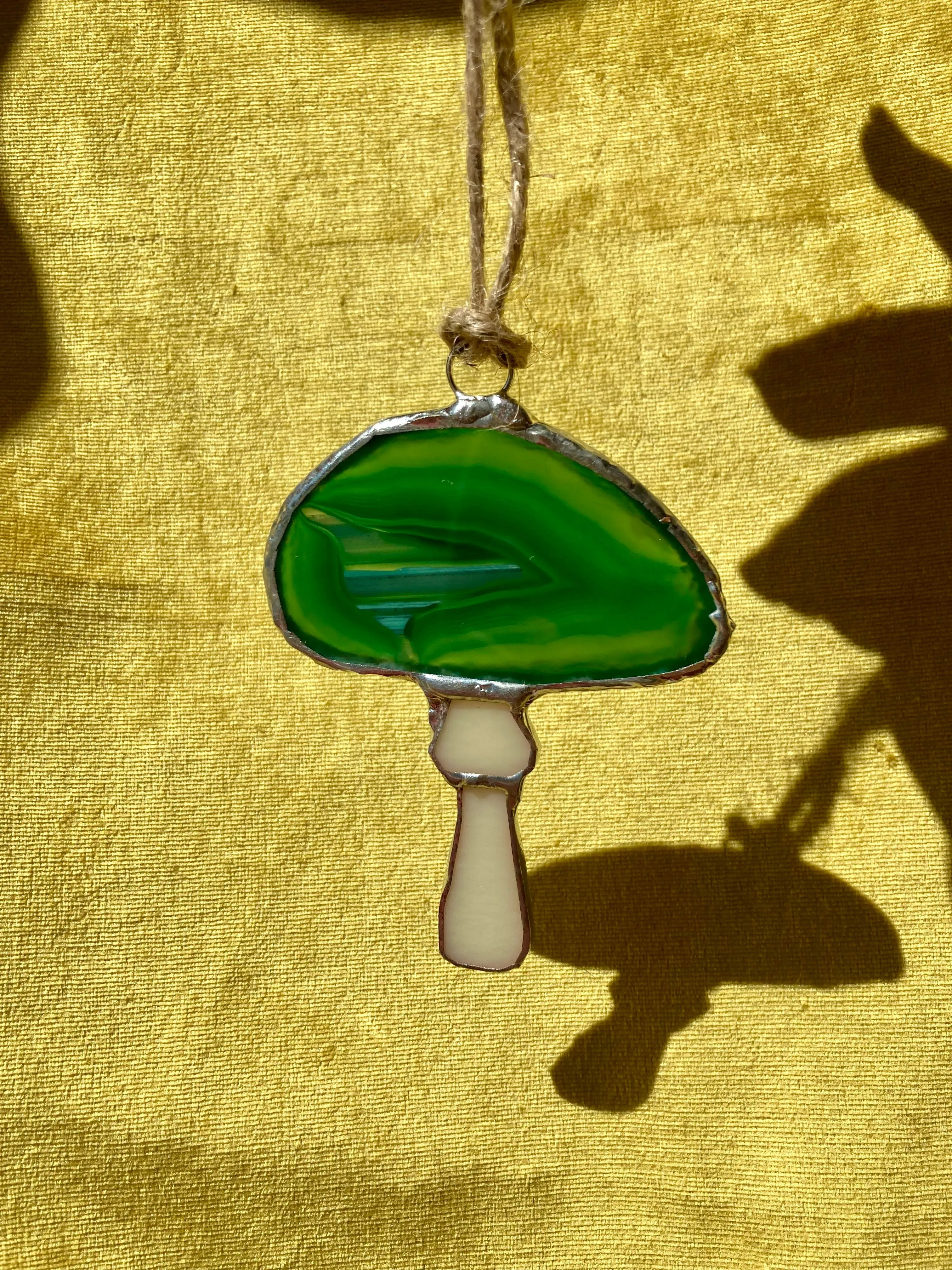 Product image for Stained Glass Agate Mushroom Sun Catcher Ornament