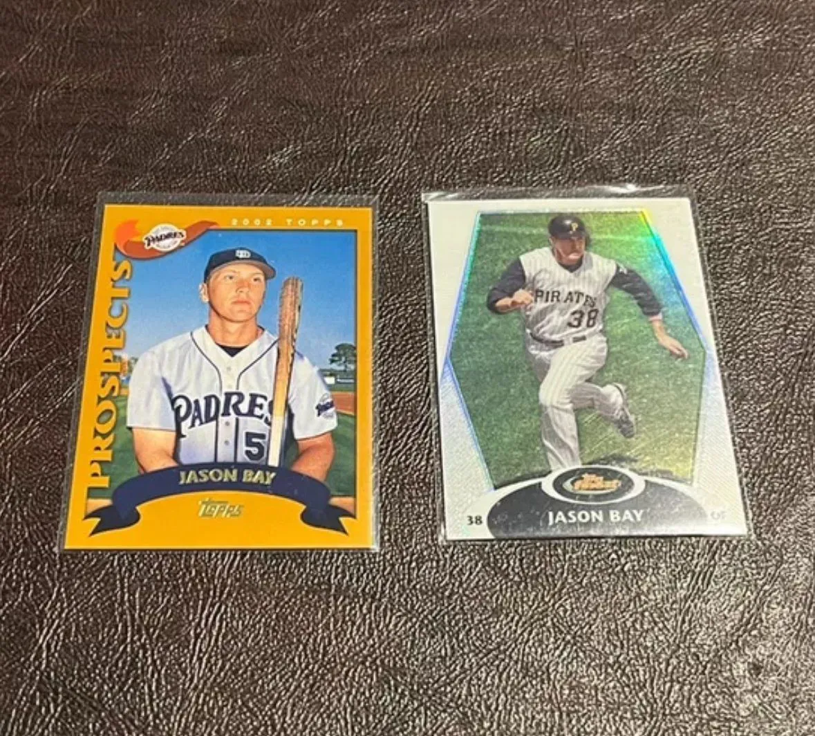 Product image for 2002 Topps Jason Bay RC Lot. Topps RC! Plus Bonus Finest Refractor!. 2 card lot. Pirates ROY.