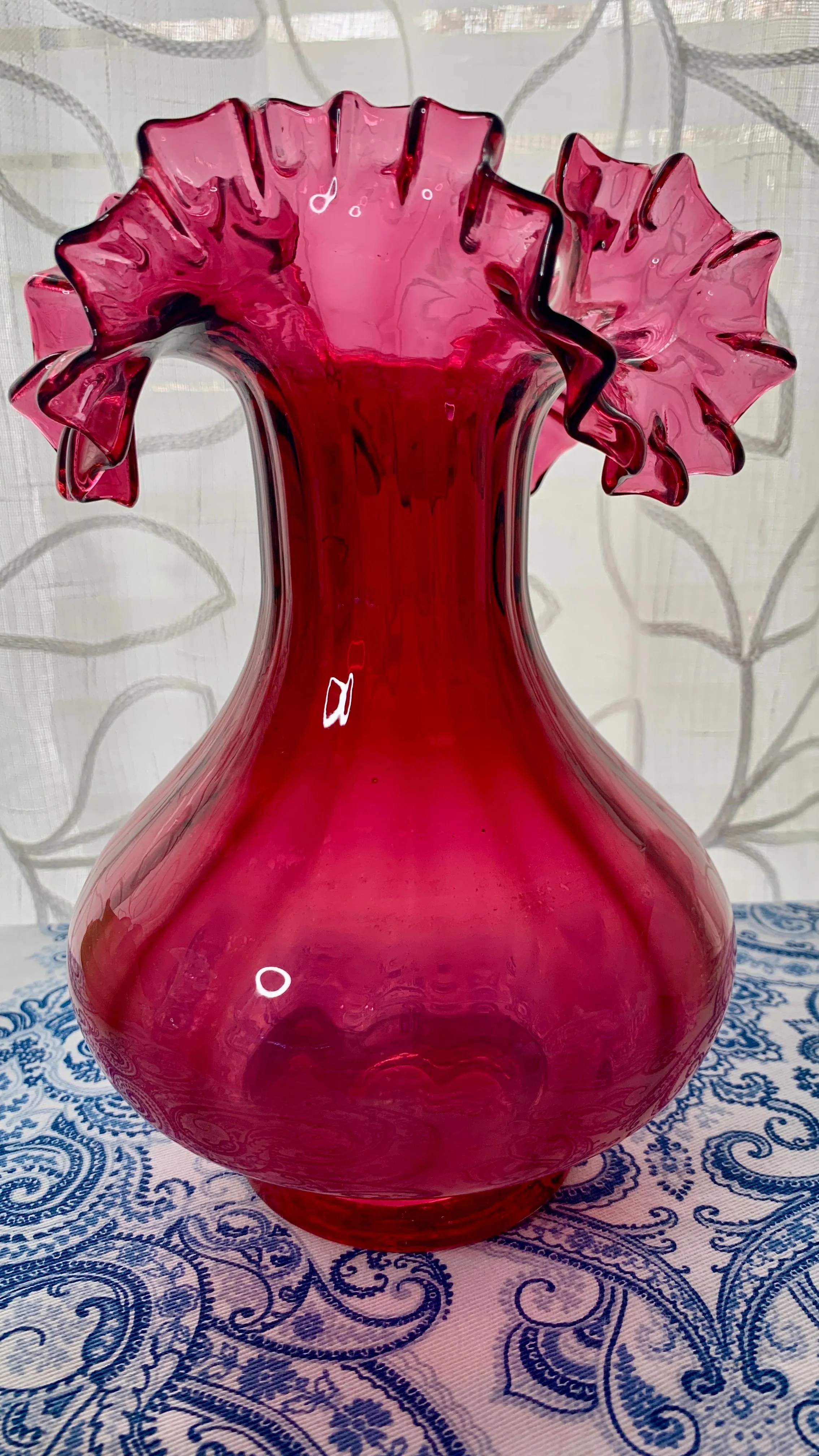 Product image for Fenton Vase Cranberry  10.25" T