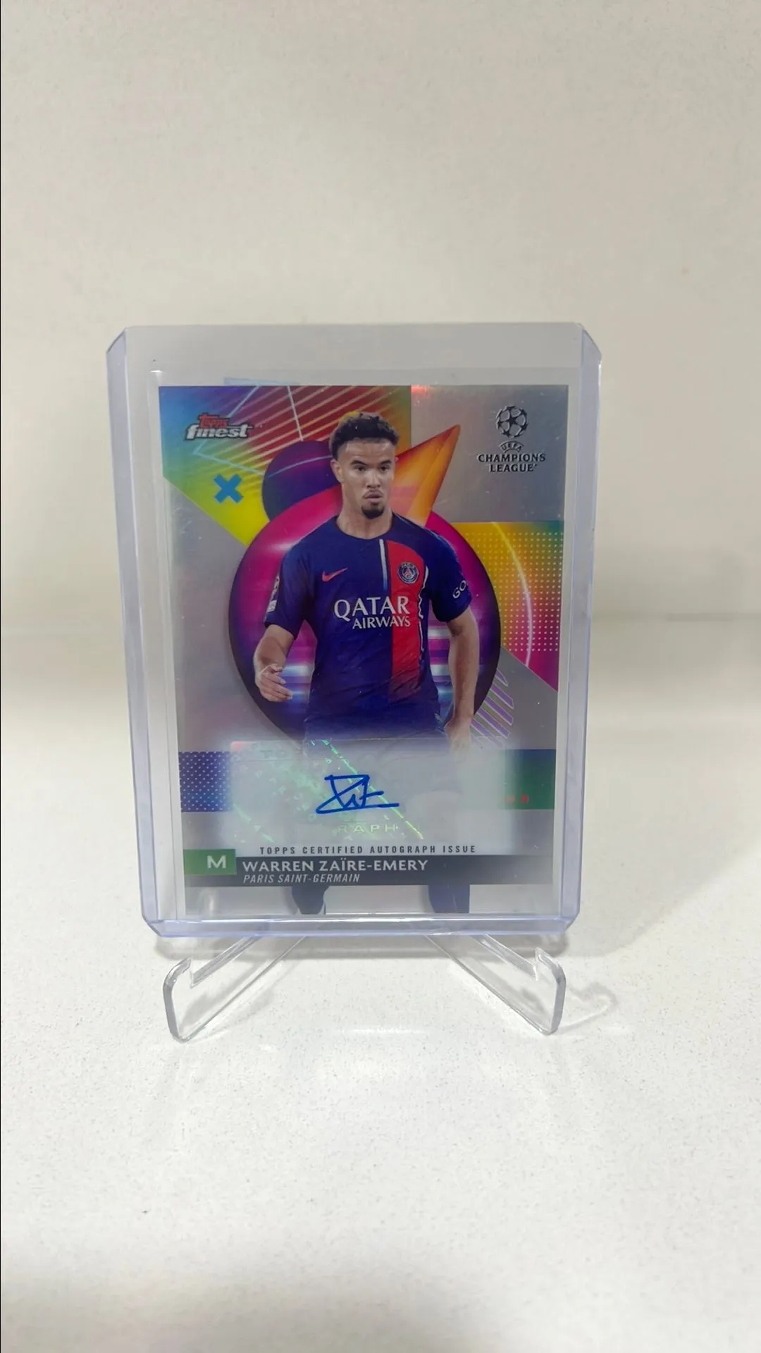Product image for Warren Zaire Emery PSG 2023-2024 Topps Finest Refractor Auto