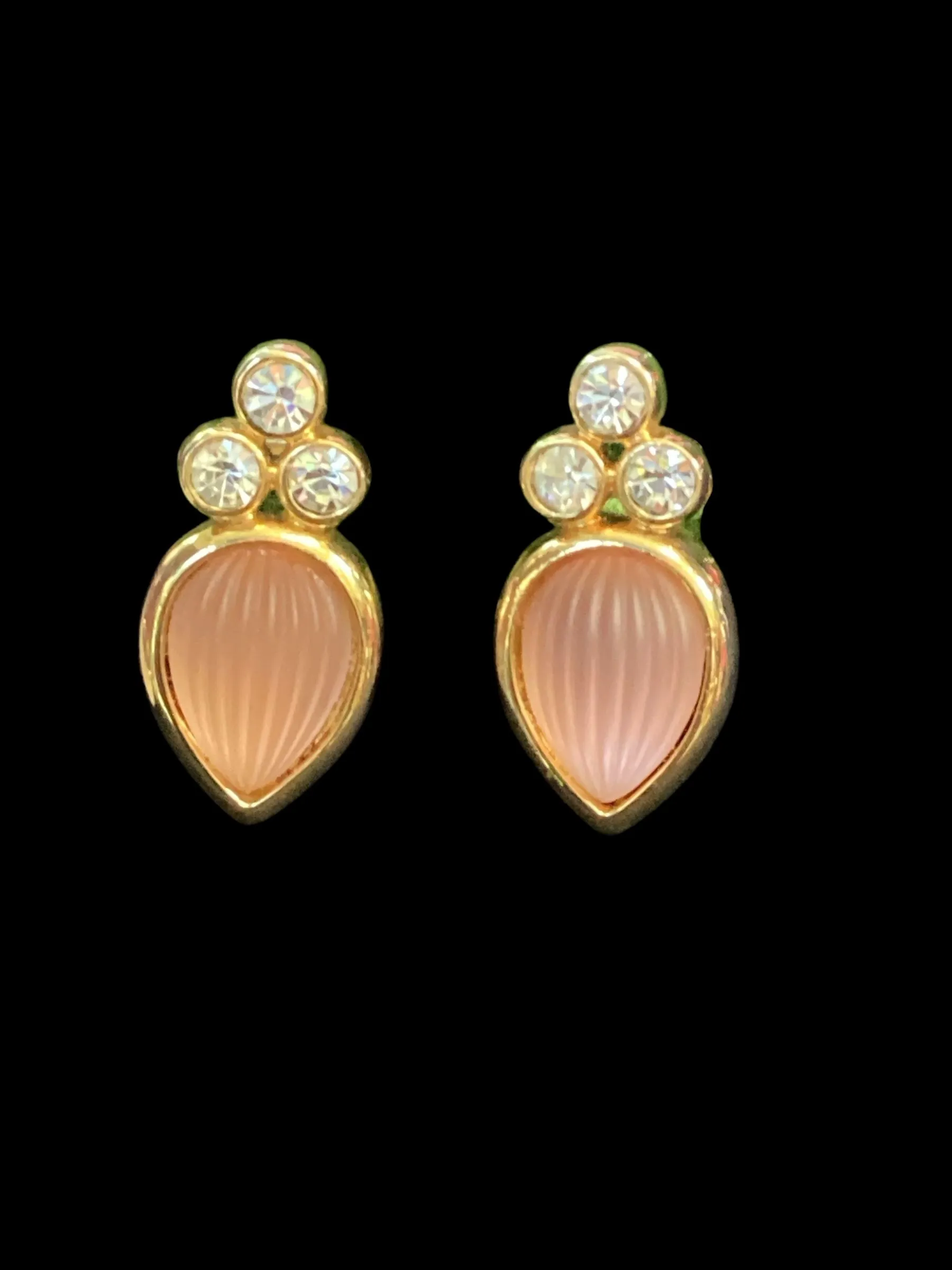 Product image for Vintage Piscitelli Frosted Pink Teardrop Earrings (t35)