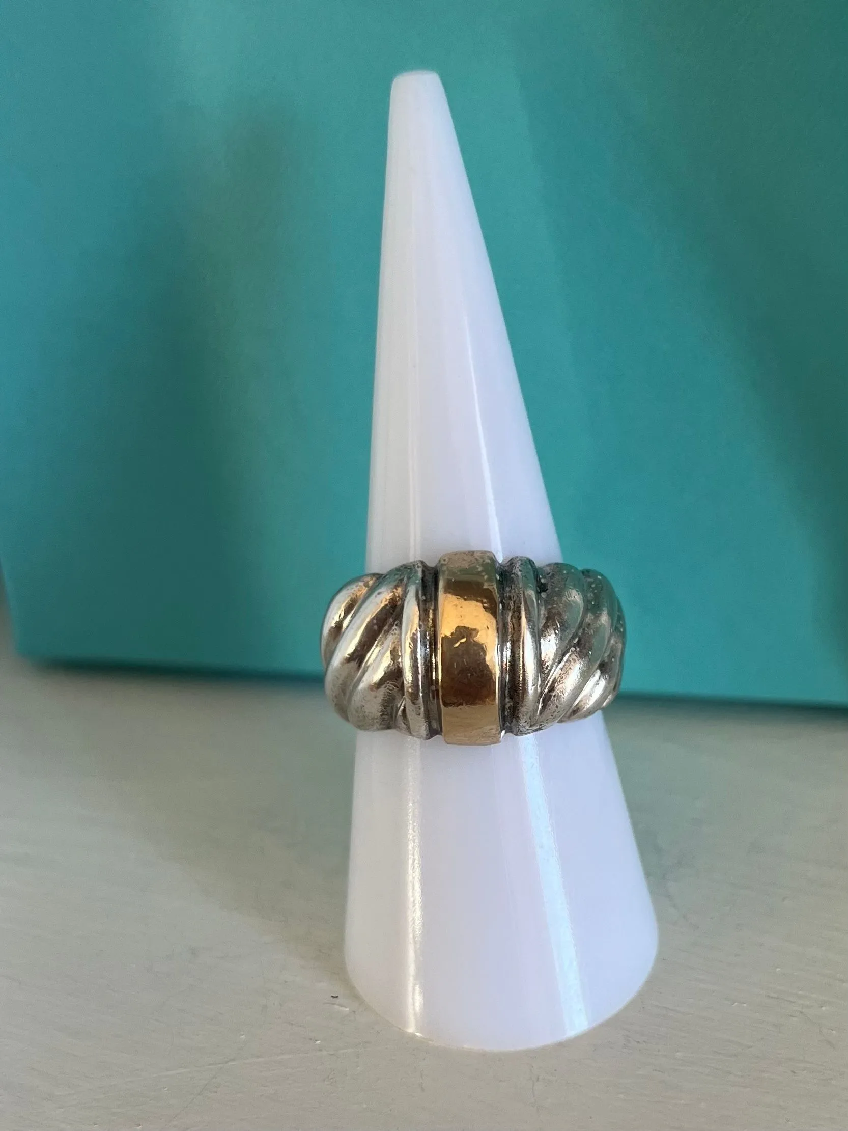 Product image for Vintage Sterling 14kp Gold Ribbed Ring