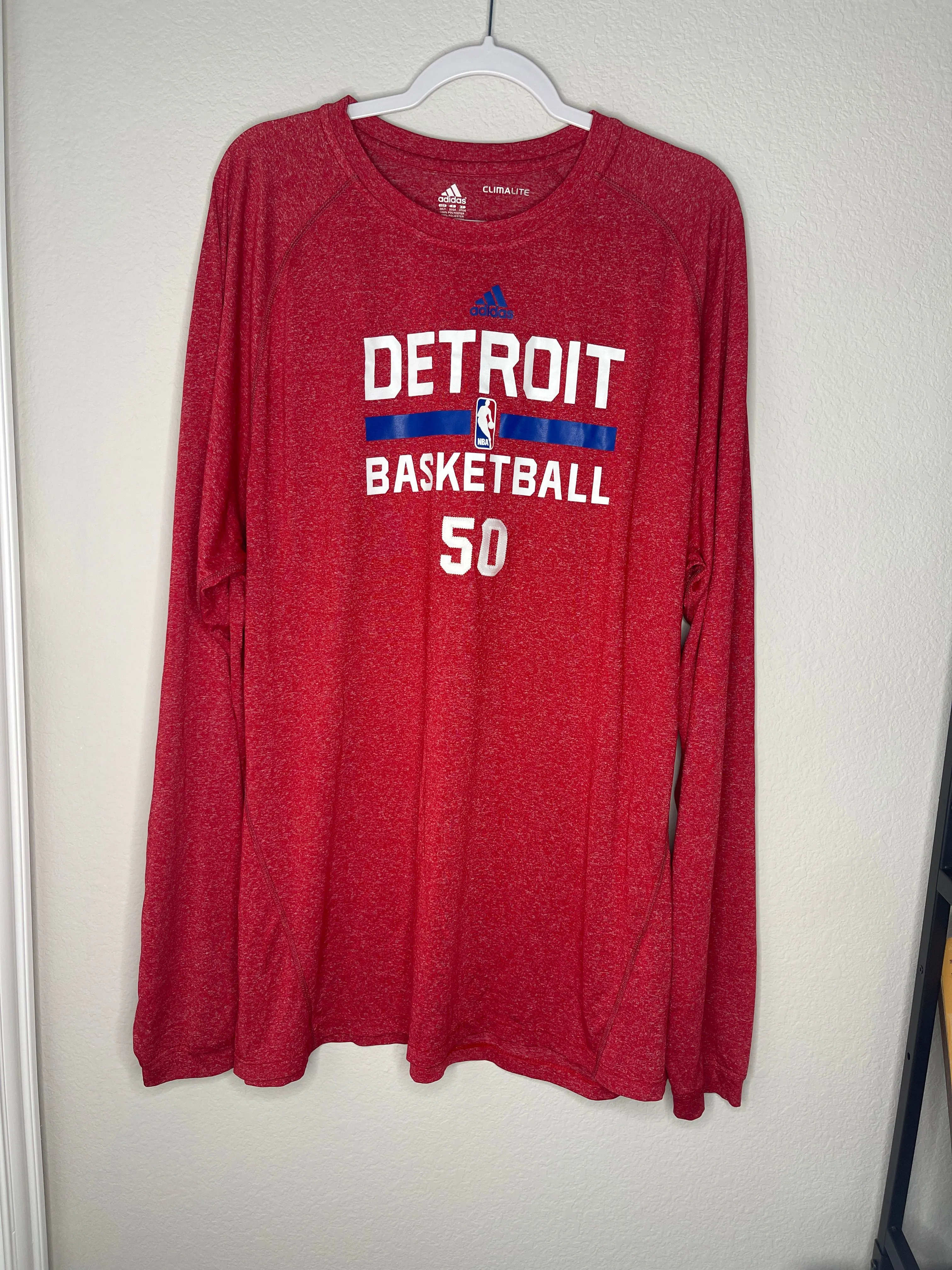 Product image for New Adidas Detroit Piston size 2XL Training Tee Long Sleeve