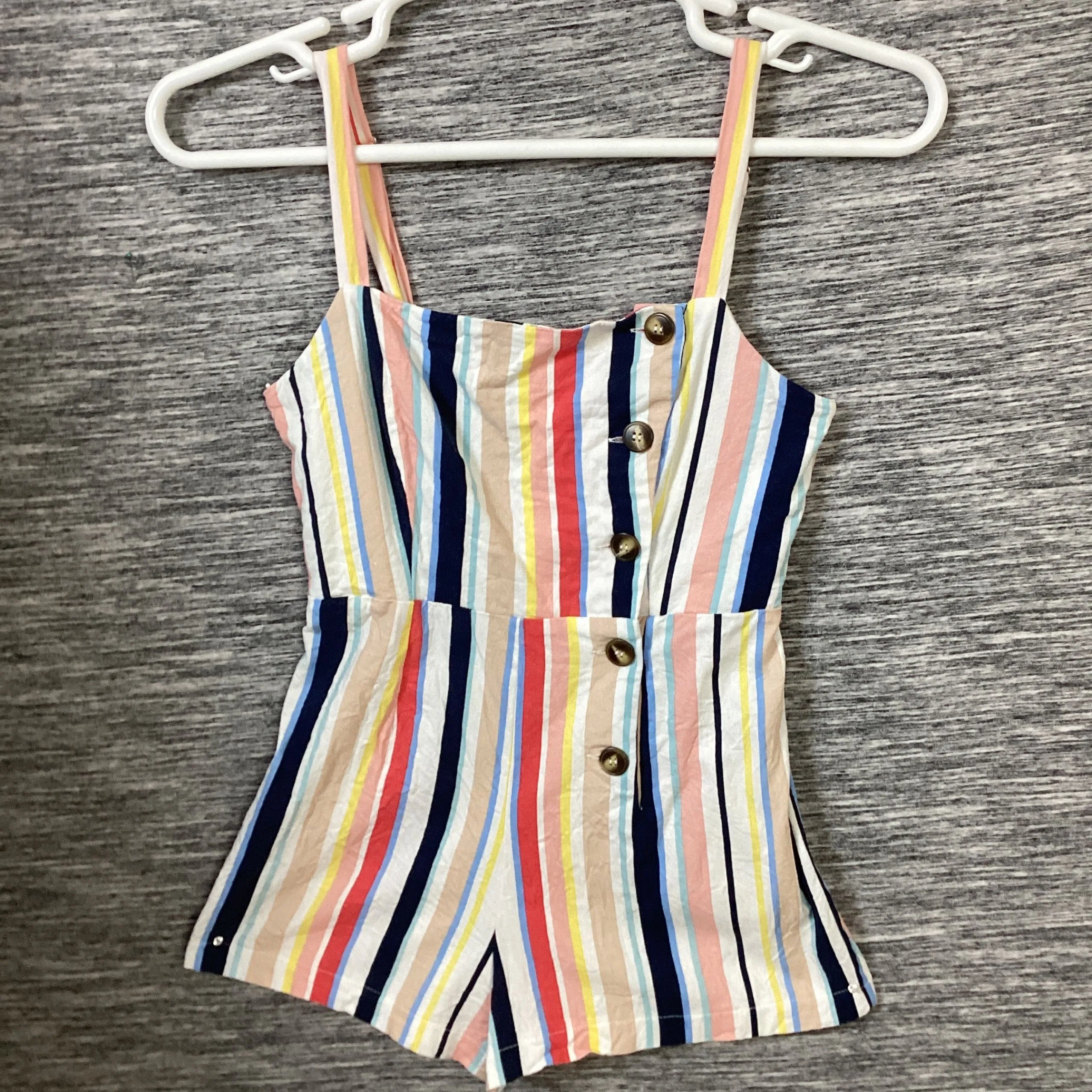 Product image for Women's Pink Blue White Stripes Romper Short Jumper Onesie
