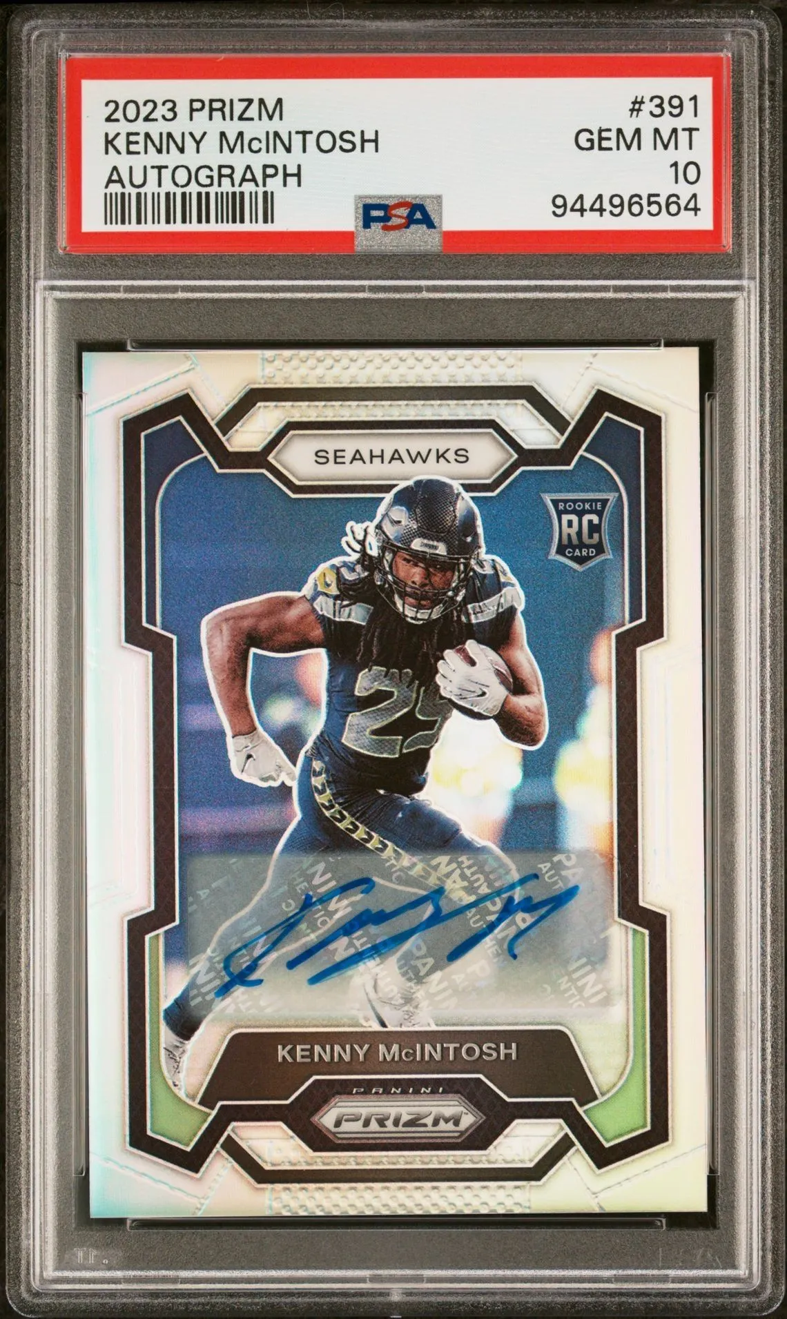 Product image for 2023 Panini Prizm Kenny Mcintosh Rookie RC Silver PSA GEM MT 10