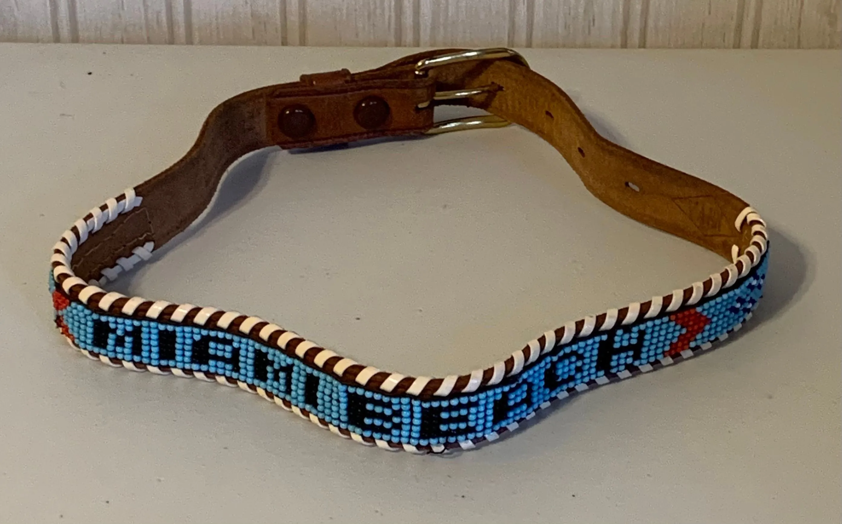 Product image for Vintage VANN Souvenir Kid’s Miami Beach Beaded Leather Belt