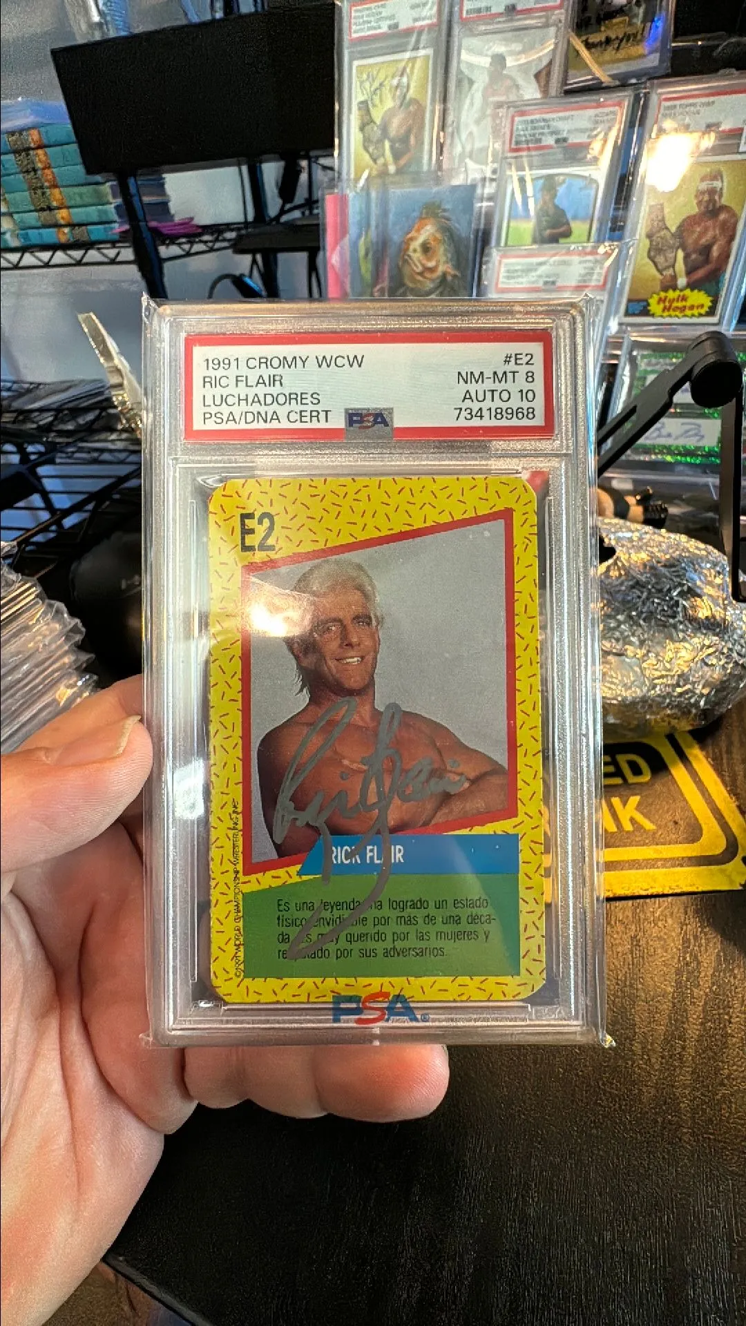 Product image for 1991 Cromy Juego De Naipes Wcw Luchadores Rick Flair Luchadores PSA NM-MT 8